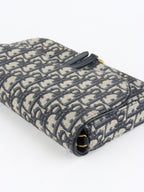 Dior Blue Oblique Jacquard Medium Saddle Pouch with Chain