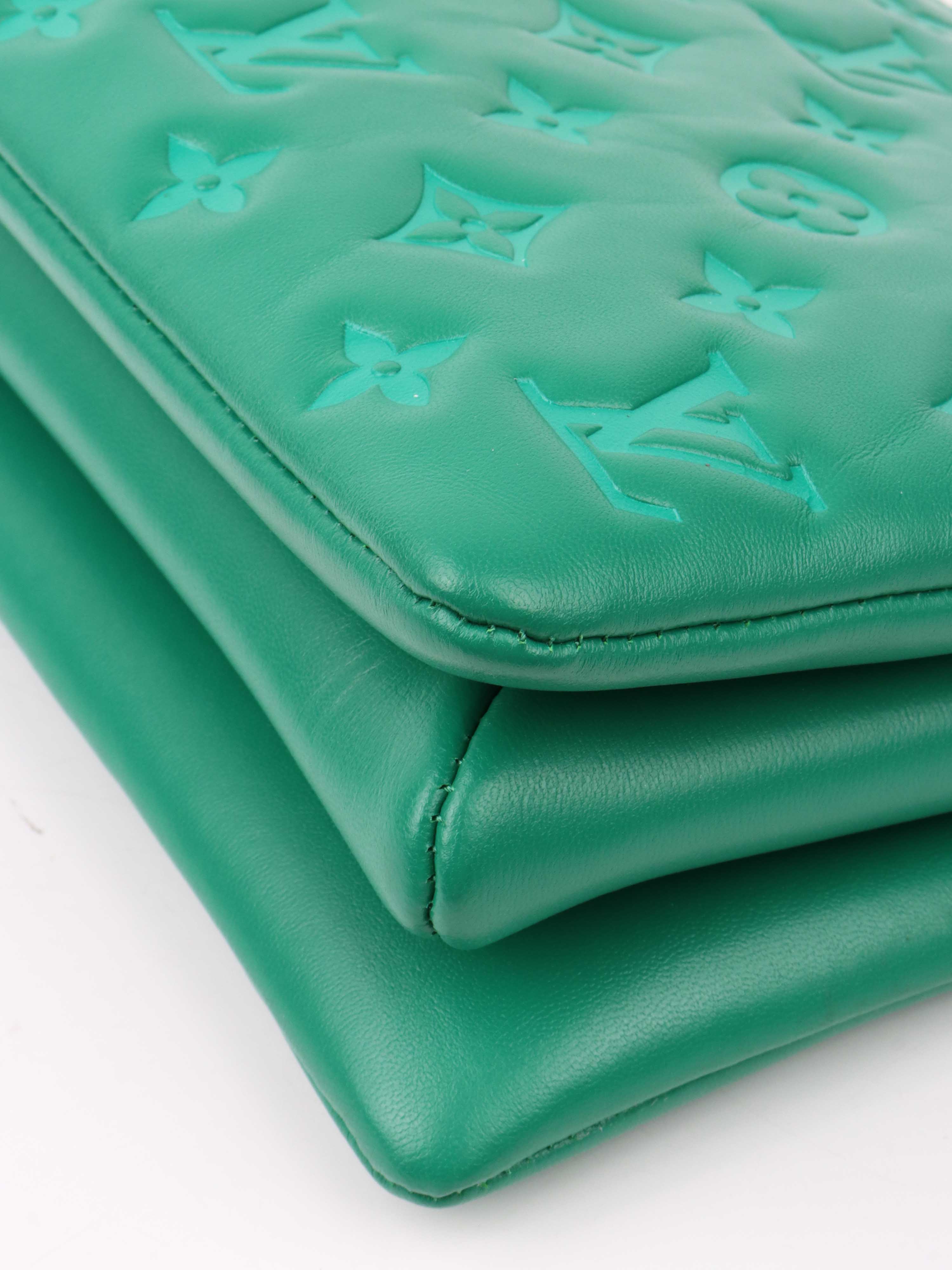 Louis Vuitton Vert Green Monogram Embossed Puffy Coussin BB GHW Bag.