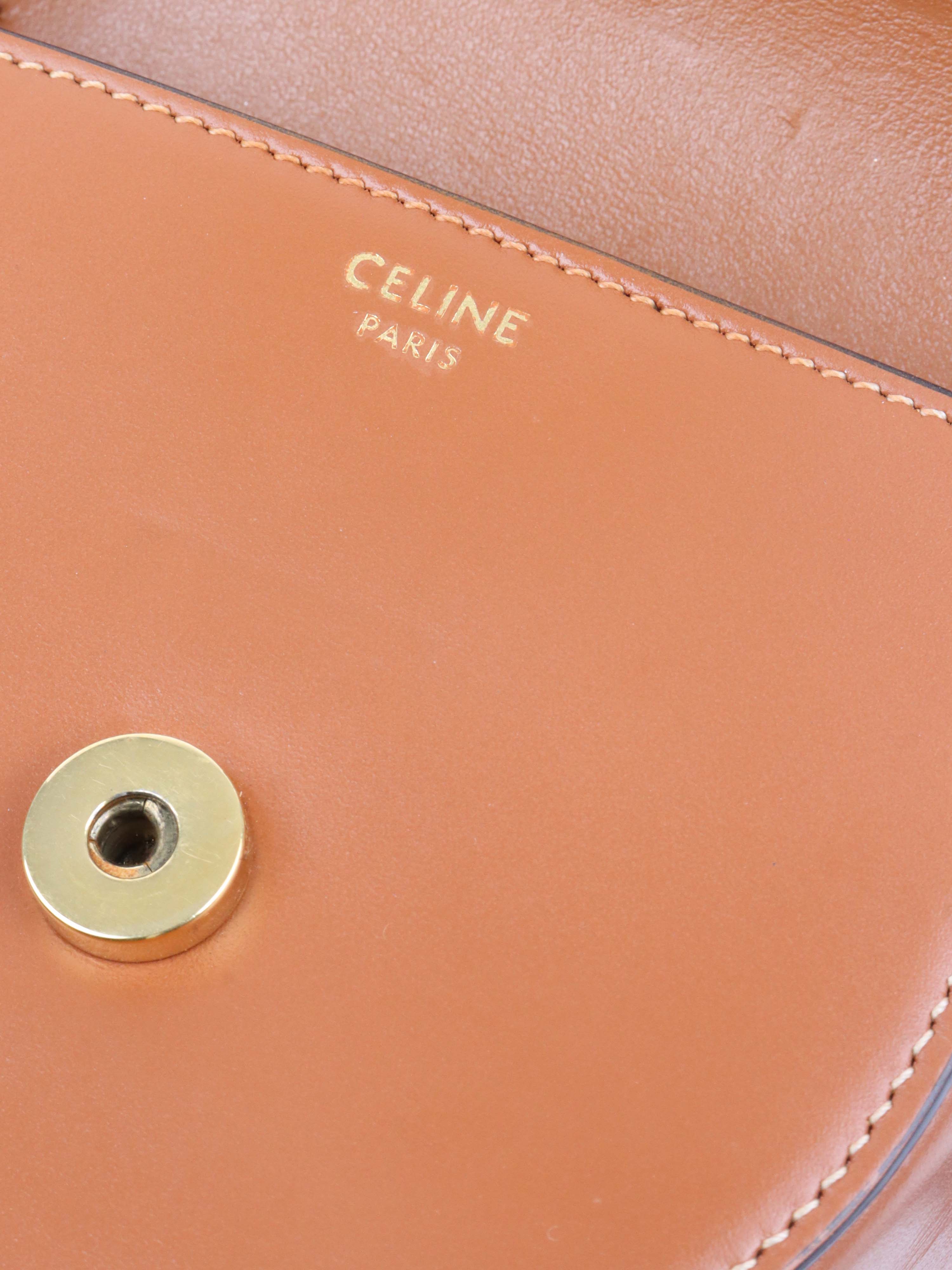 Celine Brown Triumph Cuir Mini Besace Bag.