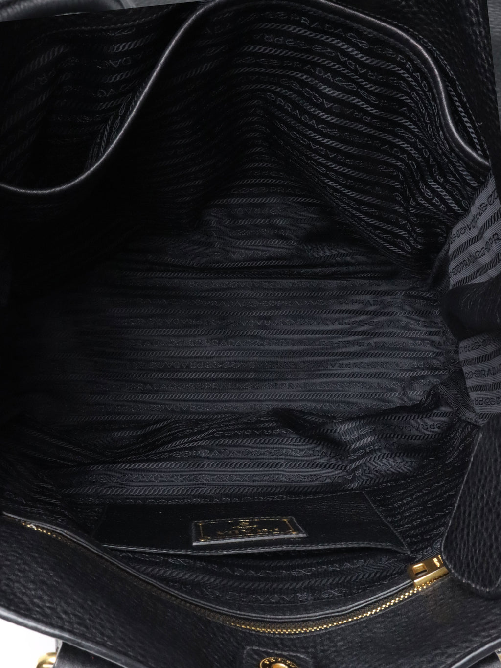 Prada Black Vitello Daino Leather Tote Bag.
