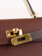 Hermes Mini Kelly Tricolour Terre/Ebene/Craie Stamp K
