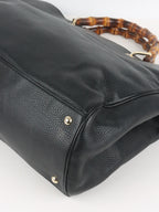 Gucci Bamboo Handle Large Black Leather Shopper Tote