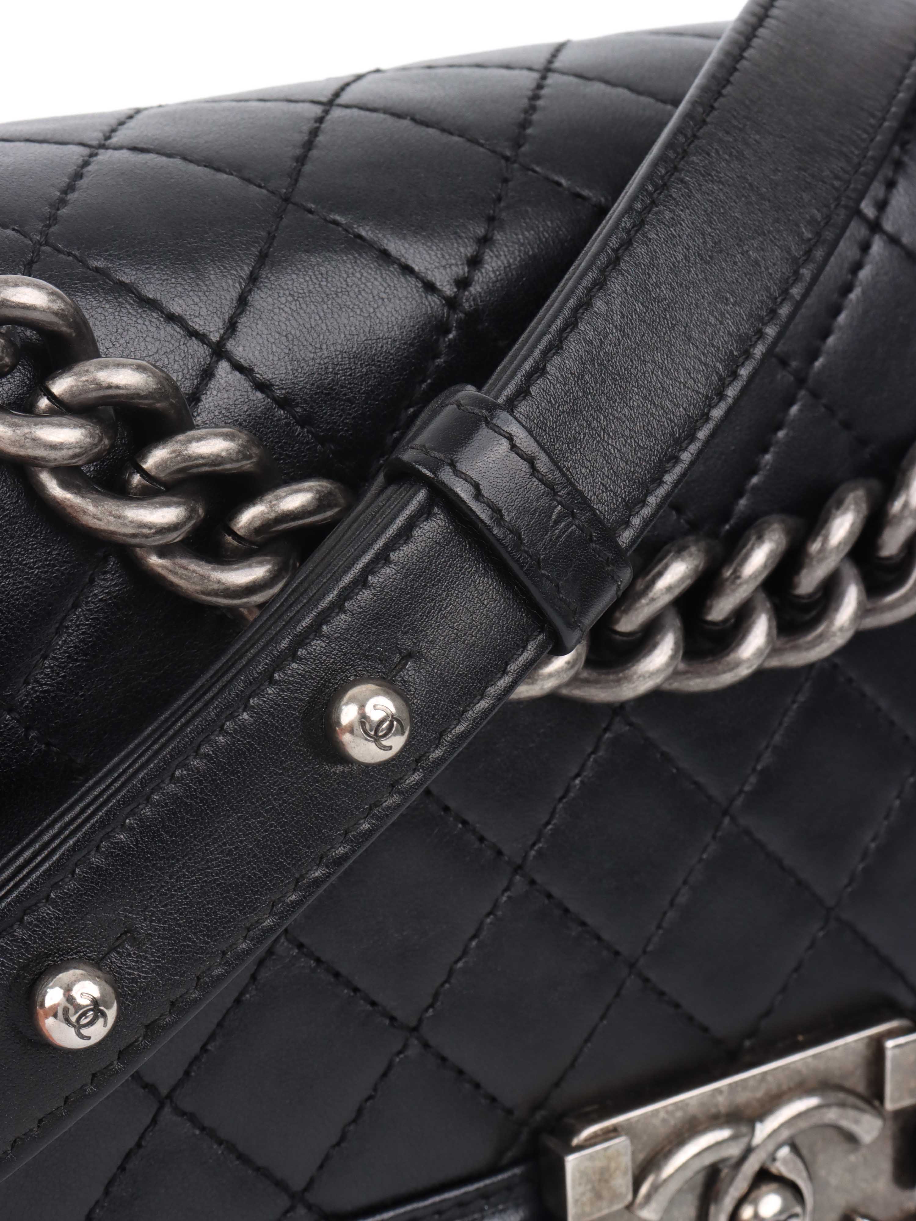 Chanel Black Medium Lambskin Boy Bag.