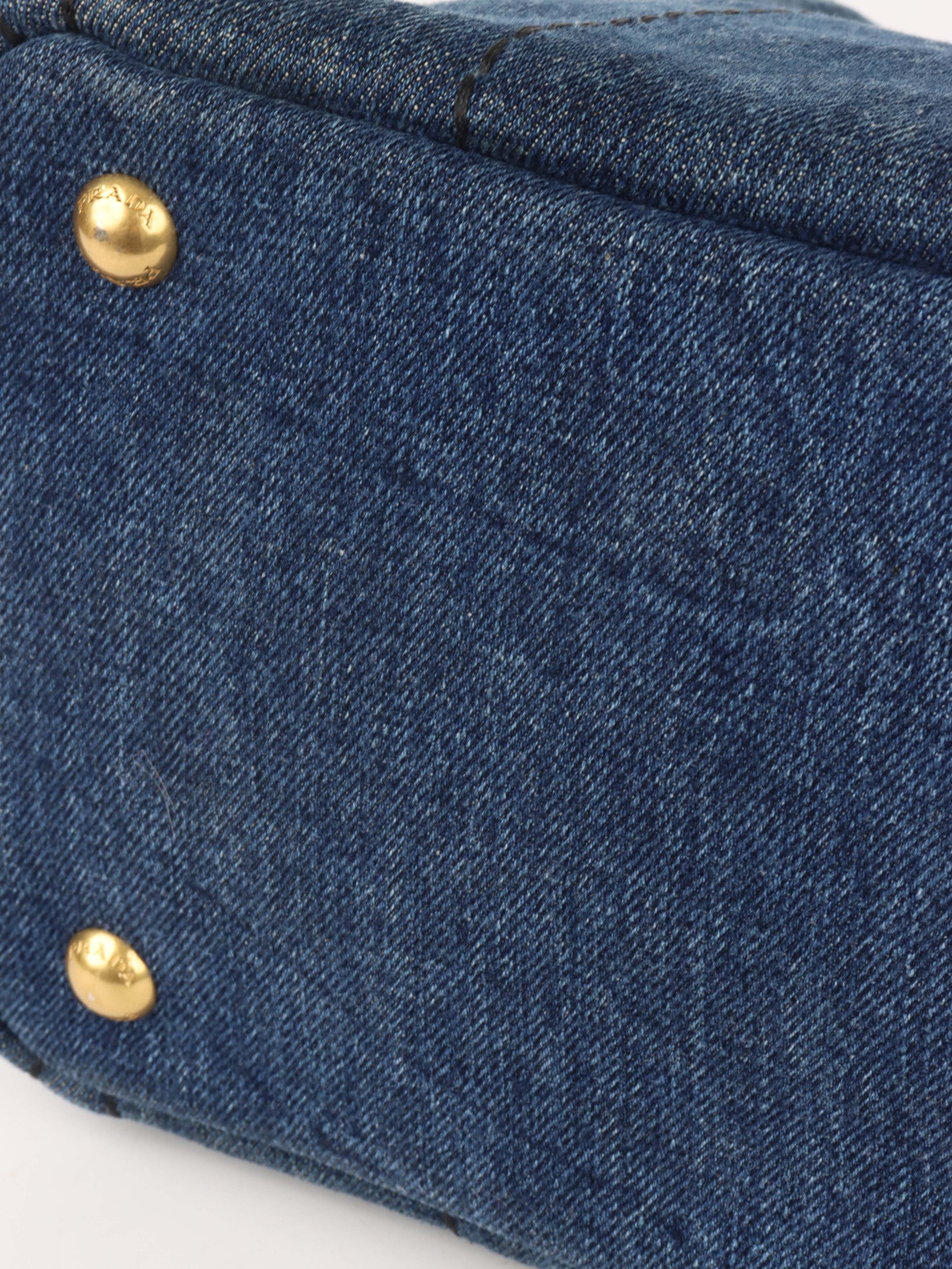 Prada Small Canapa Denim Tote.