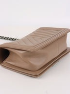 Chanel Dark Beige Chevron Old Medium Caviar Boy Bag