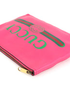 Gucci Vintage Bright Pink Logo Printed Pouch