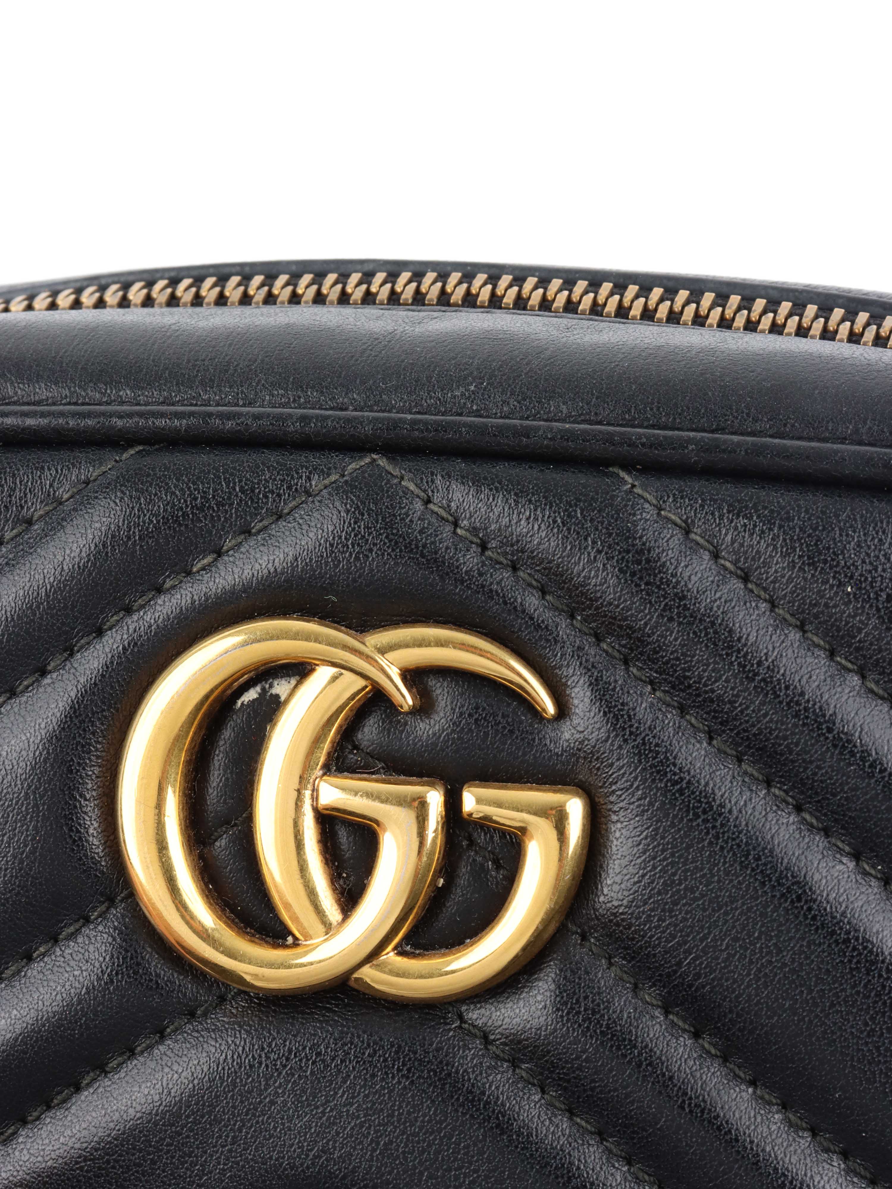 Gucci Black Mini Marmont Camera Bag.