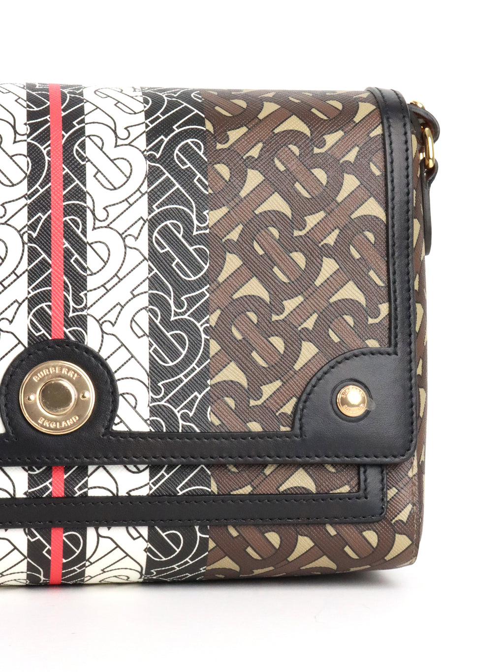 Burberry Monogram Stripe E-Canvas Note Crossbody Bag