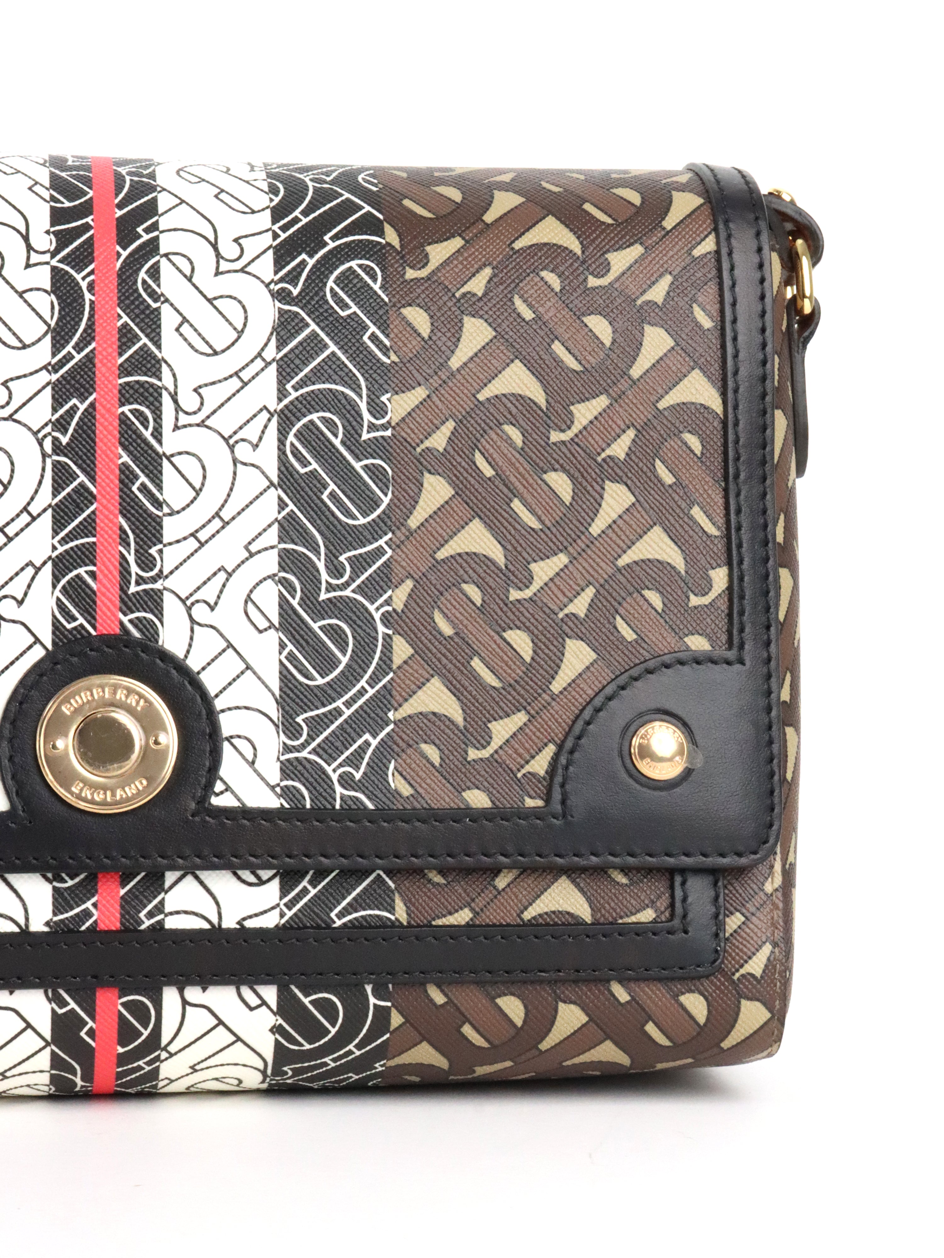 Burberry Monogram Stripe E-Canvas Note Crossbody Bag