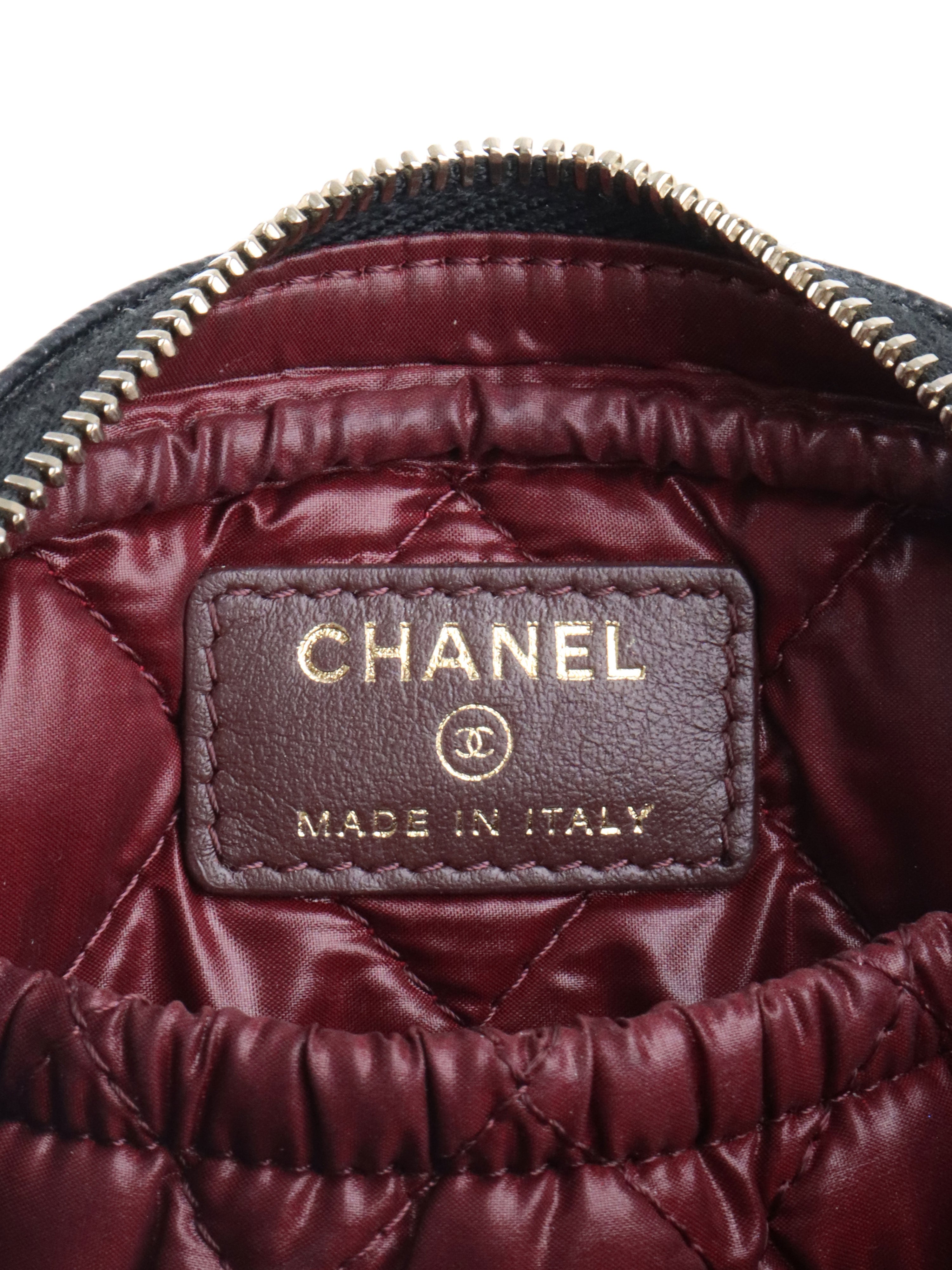 Chanel Small Black Caviar Quilted Cosmetic Pouch