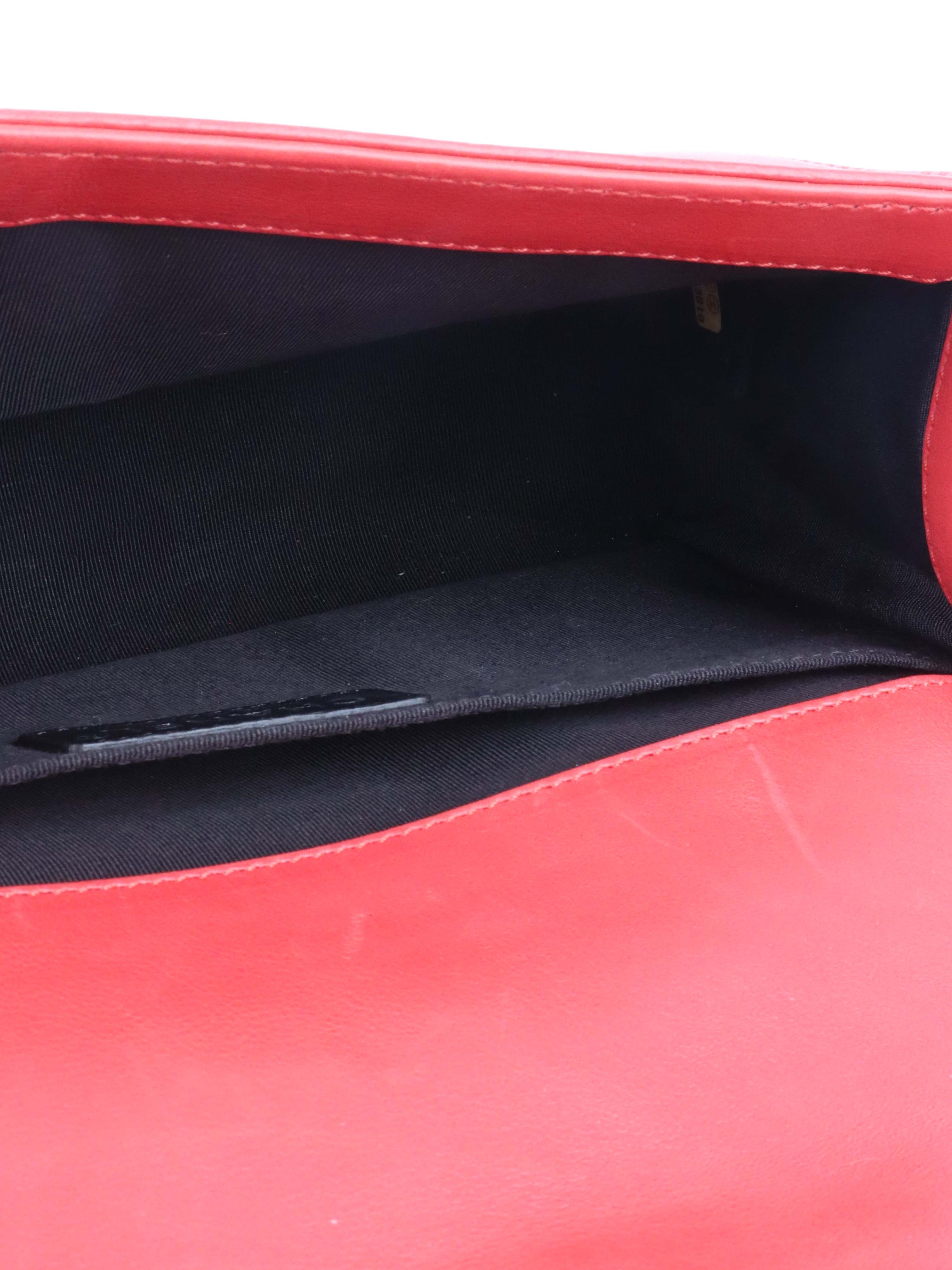 Chanel Red Medium Lambskin Boy Bag SHW.