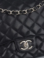 Chanel Black Caviar Maxi Double Classic Flap SHW.