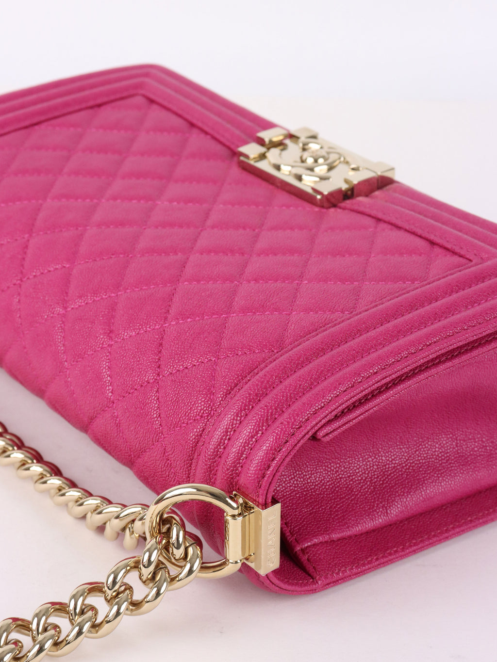 Chanel Berry Pink Medium Caviar Boy Bag LGHW