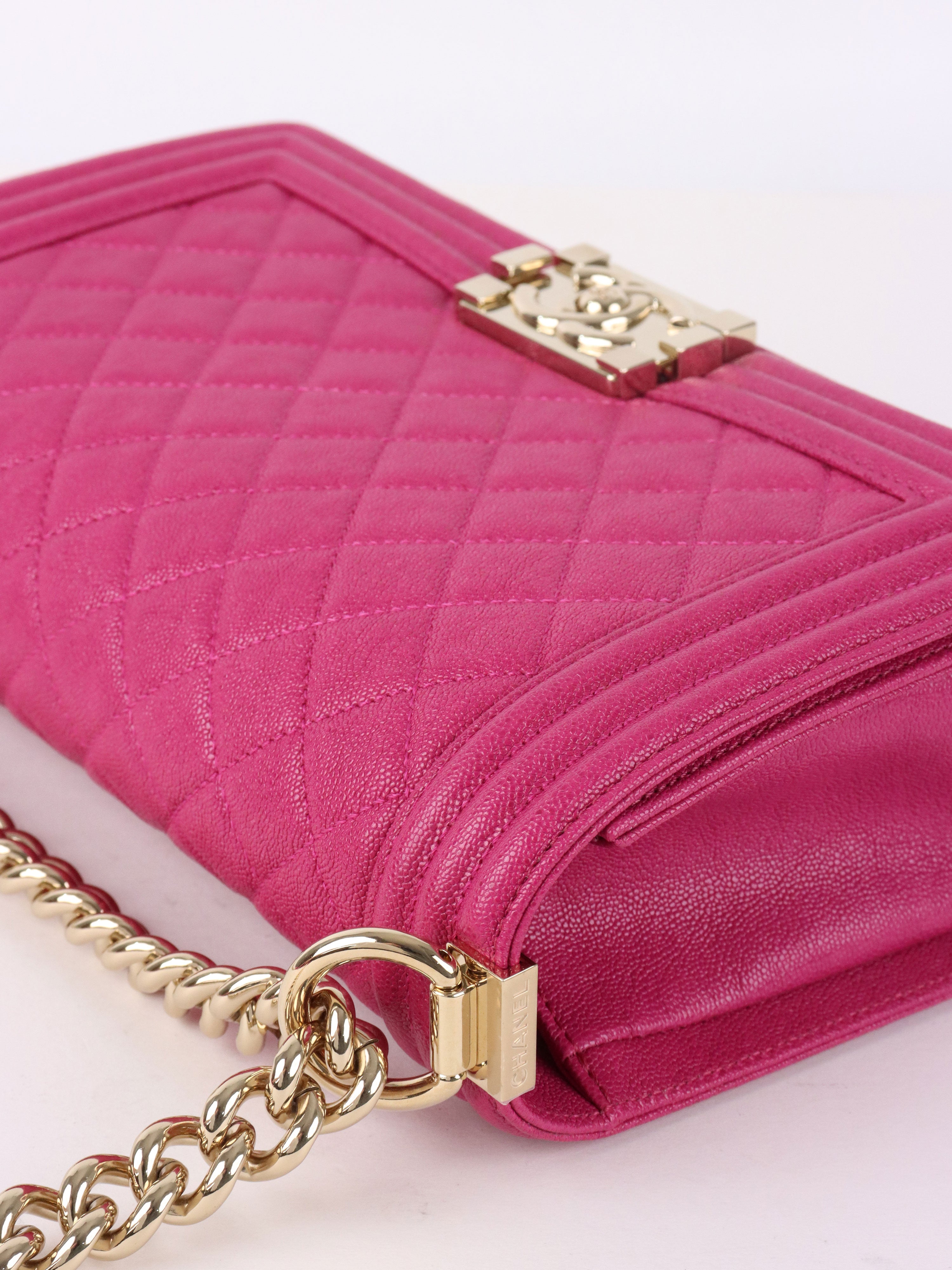 Chanel Berry Pink Medium Caviar Boy Bag LGHW