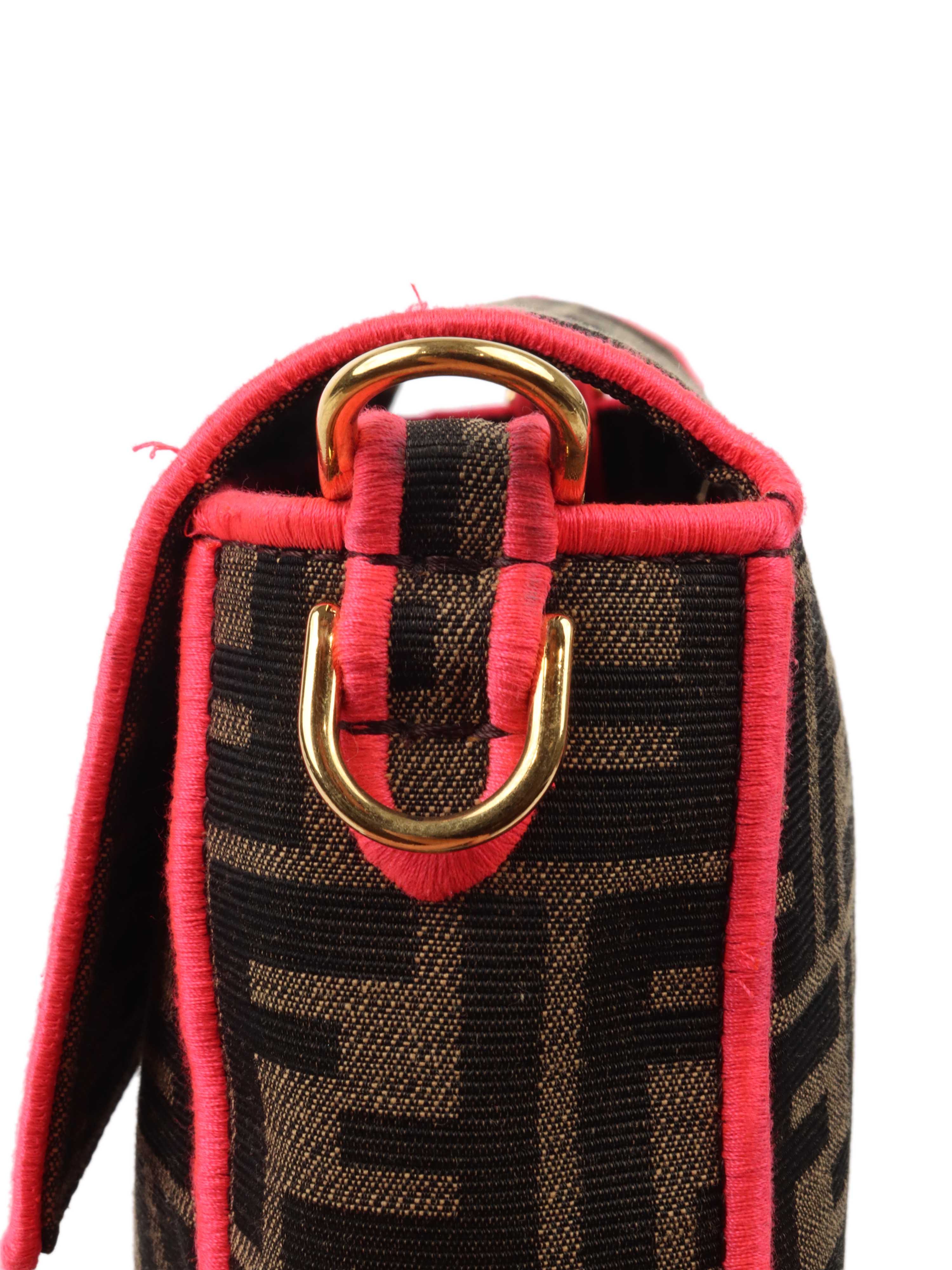 Fendi Baguette Jacquard FF Fabric Bag.