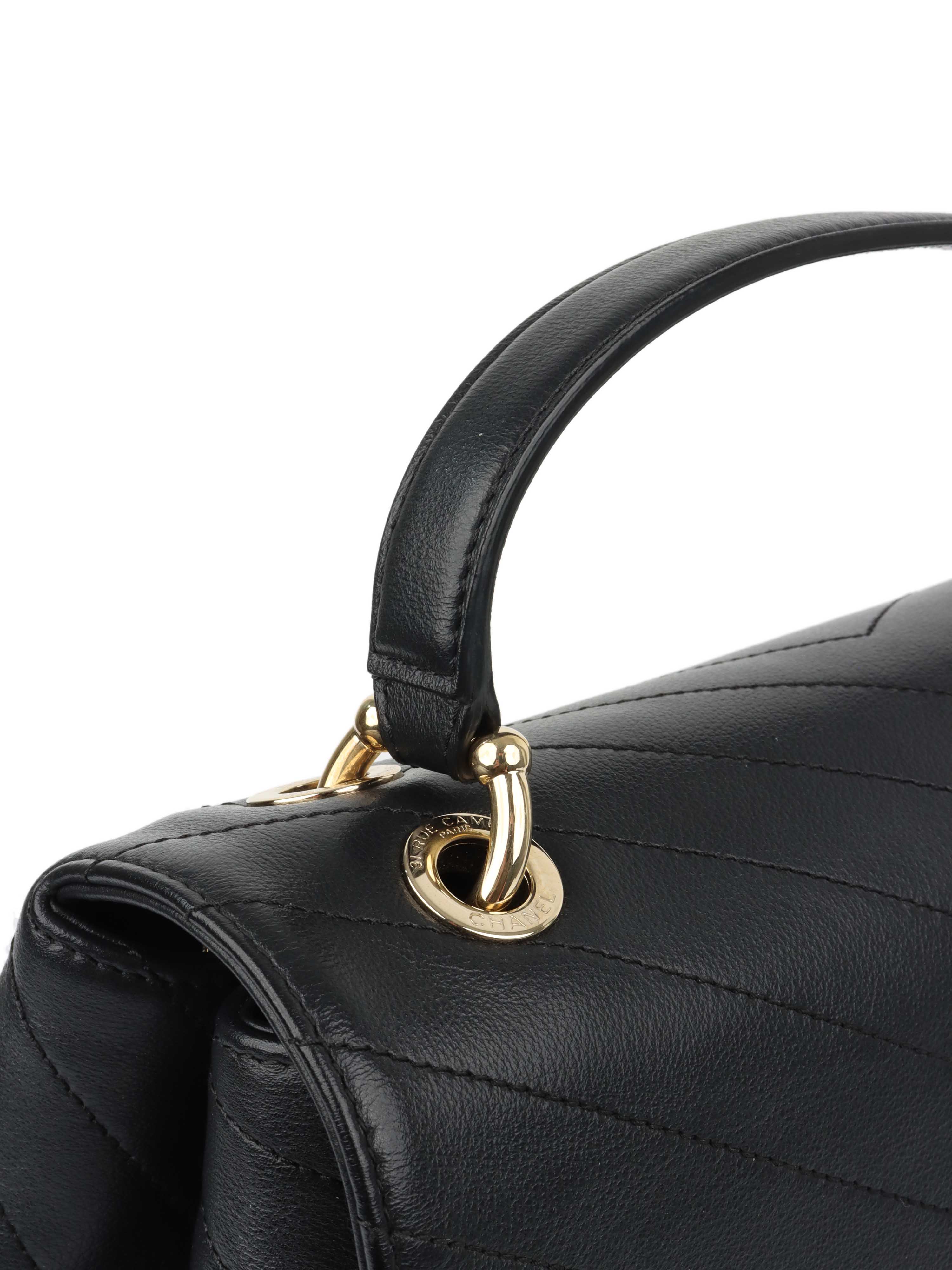 Chanel Black Chevron Chic Top Handle Flap Bag LGHW.