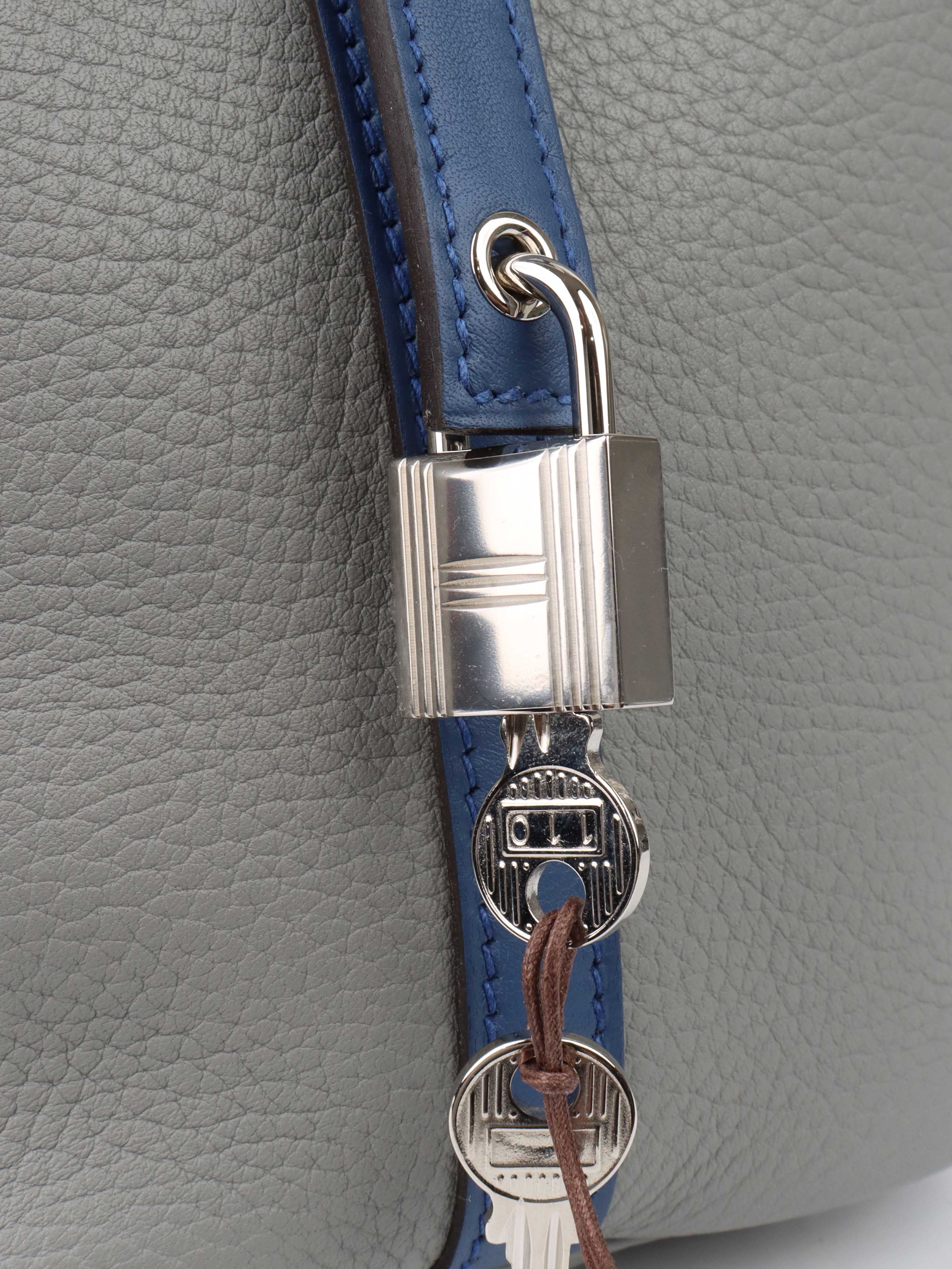 Hermes Picotin Bleu Saphir & Gris Mouette SHW.