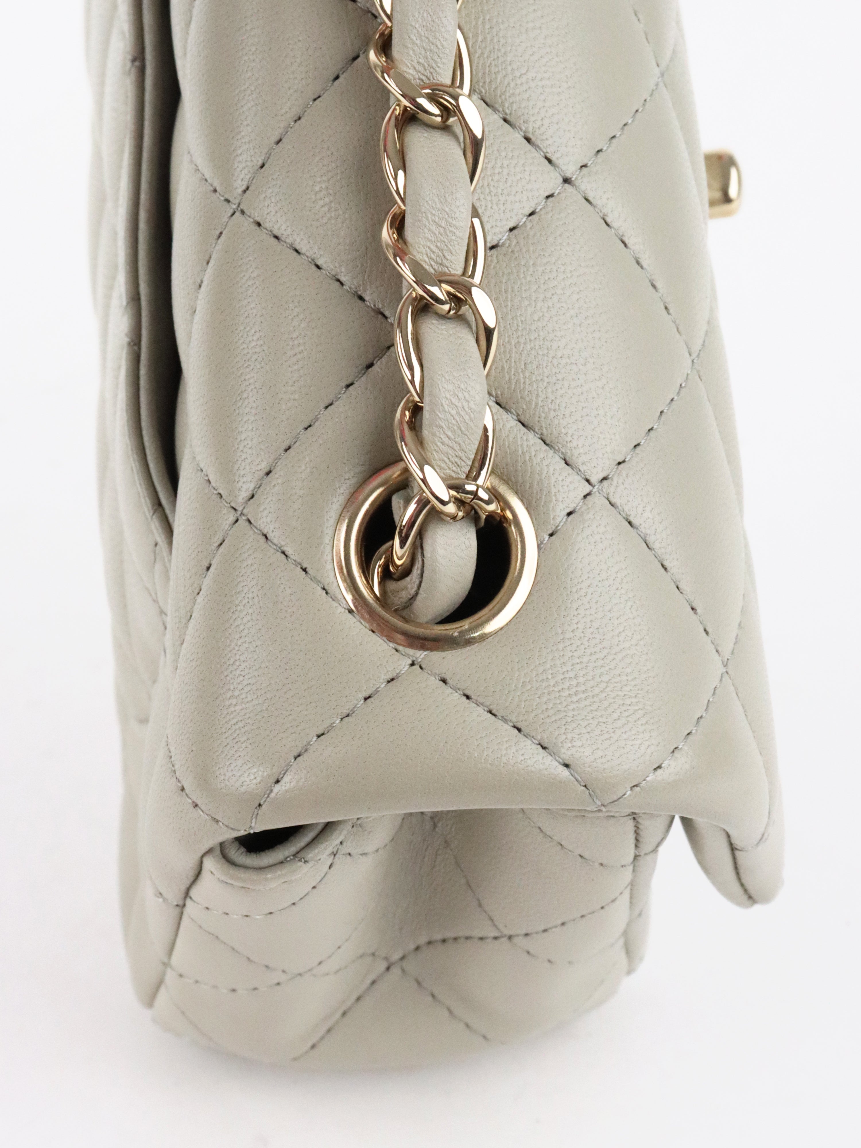 Chanel Light Grey Mini Classic Flap Bag