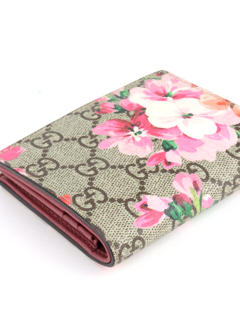 Gucci Ebony & Pink Bloom Supreme Fold Wallet