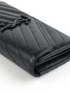 Saint Laurent Black Cassandre Matelasse Large Flap Wallet