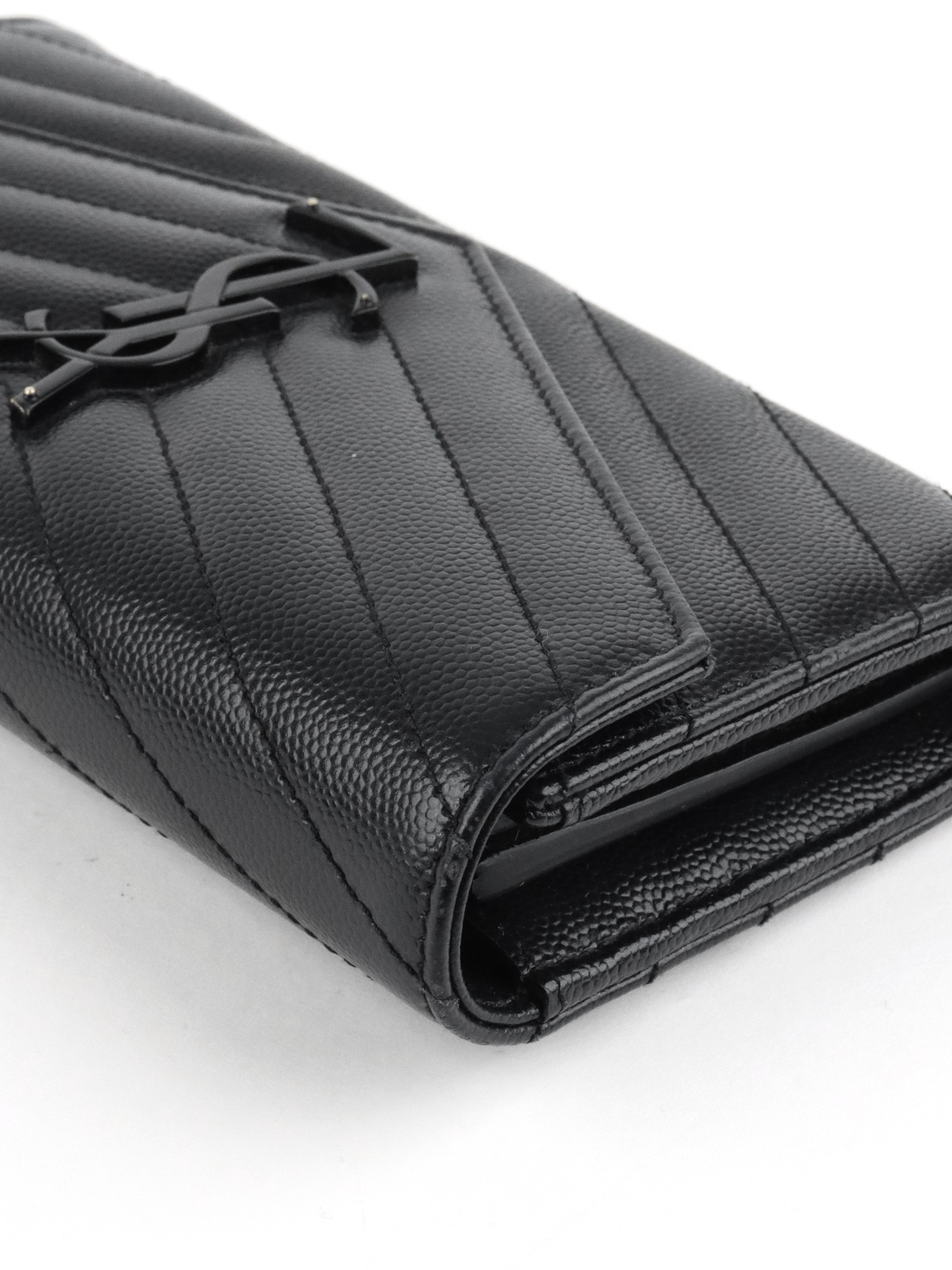 Saint Laurent Black Cassandre Matelasse Large Flap Wallet