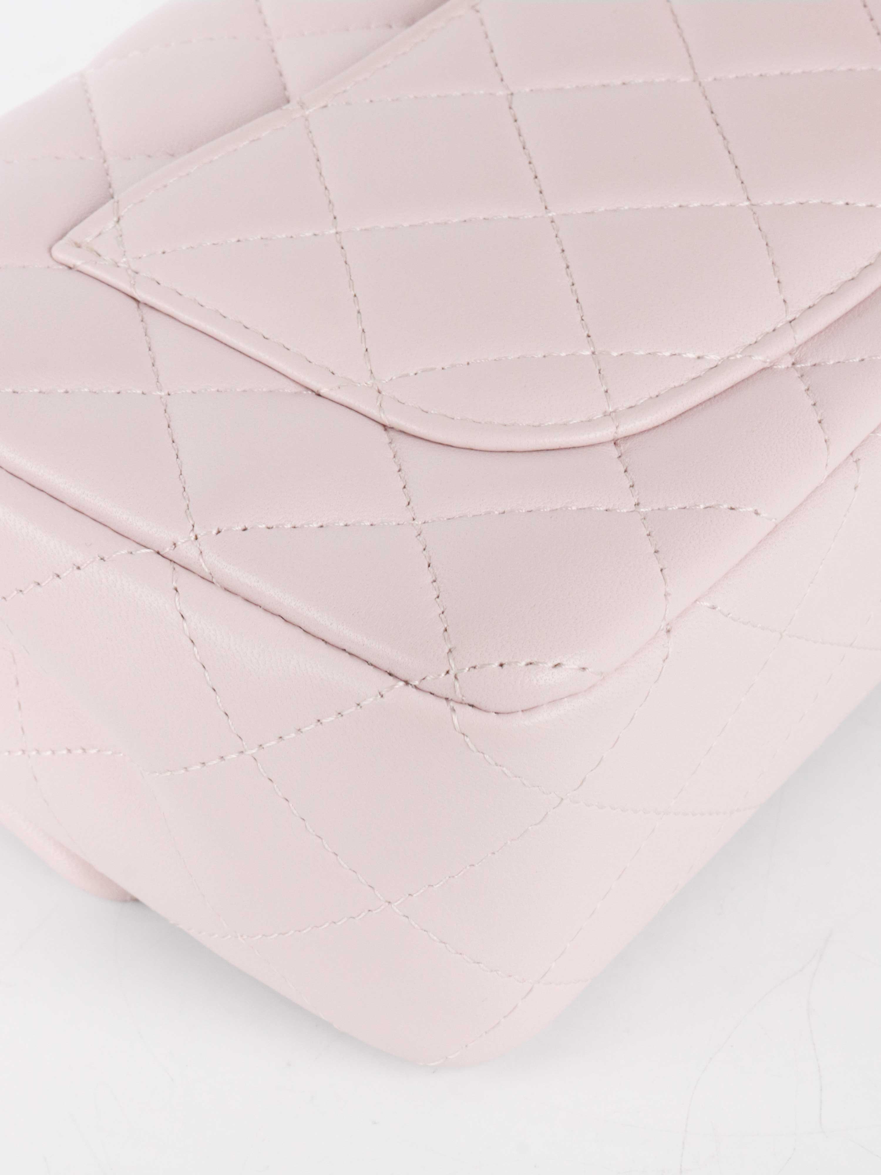 Chanel Light Pink Mini Rectangular Classic Flap SHW.