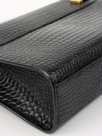 Saint Laurent Medium Manhattan Shiny Crocodile Shoulder Bag.
