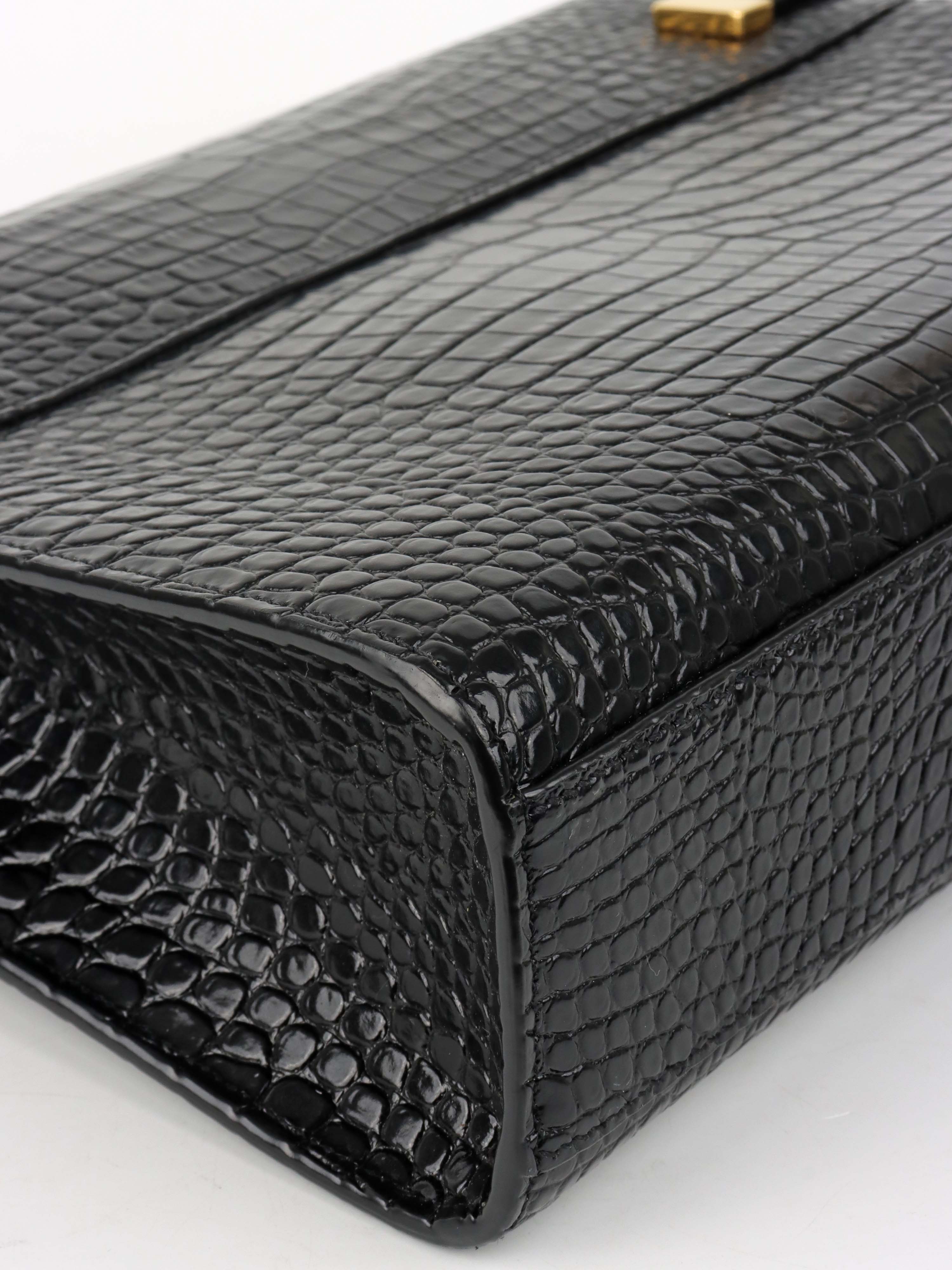 Saint Laurent Medium Manhattan Shiny Crocodile Shoulder Bag.