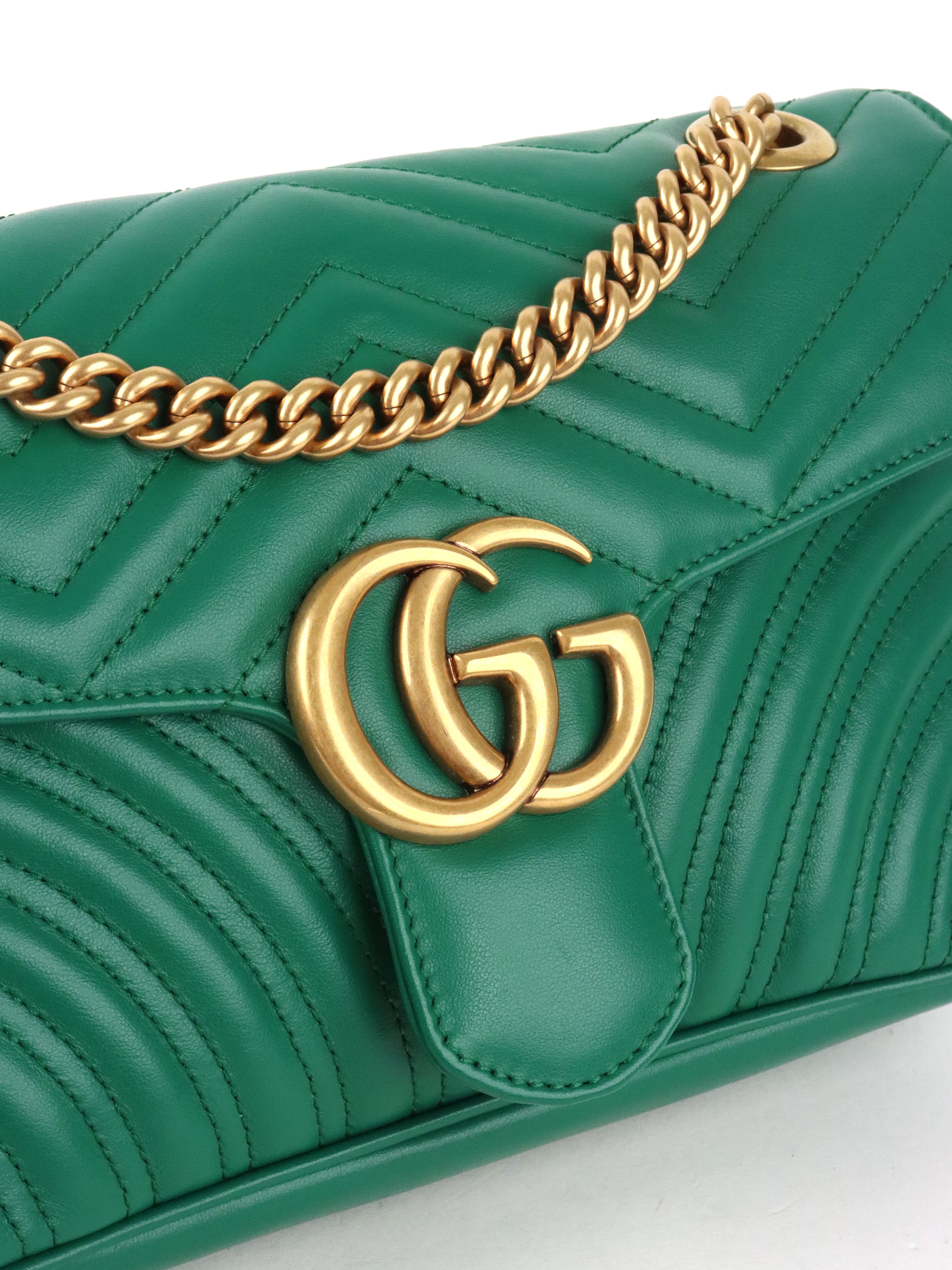 Gucci Medium Green GG Marmont Shoulder Bag