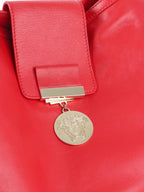 Versace Red Medusa Tag Lock Flap Shoulder Bag