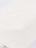 Chanel White and Pearl Chain Flap Bag.