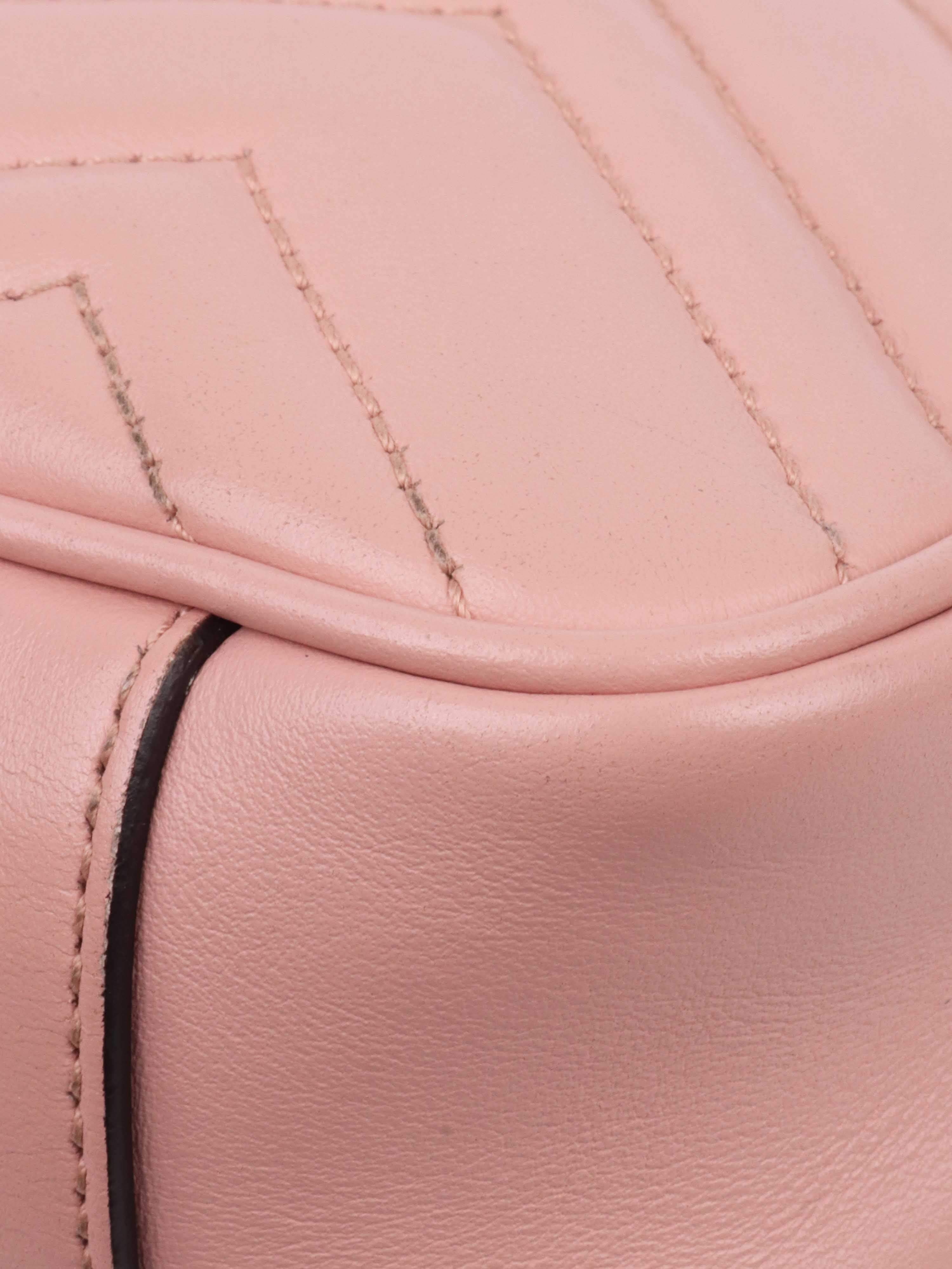 Gucci Pink GG Mini Marmont Matelasse Shoulder Bag. Votre Luxe