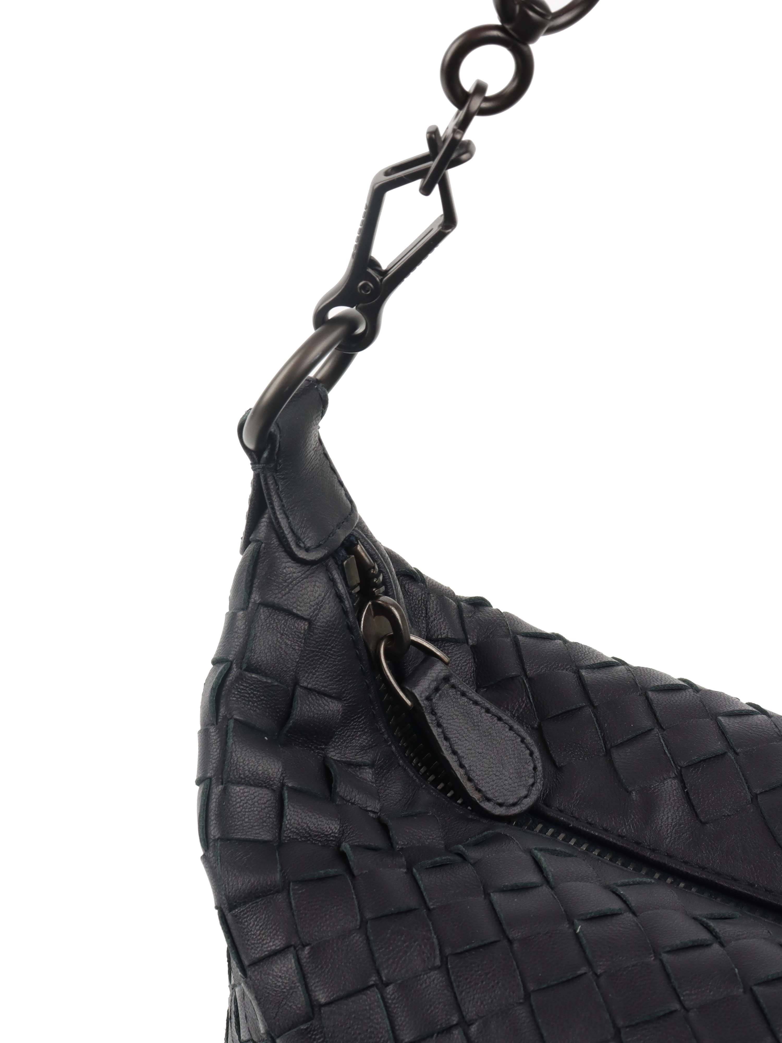 Bottega Veneta Black Intrecciato Woven Small Shoulder Bag