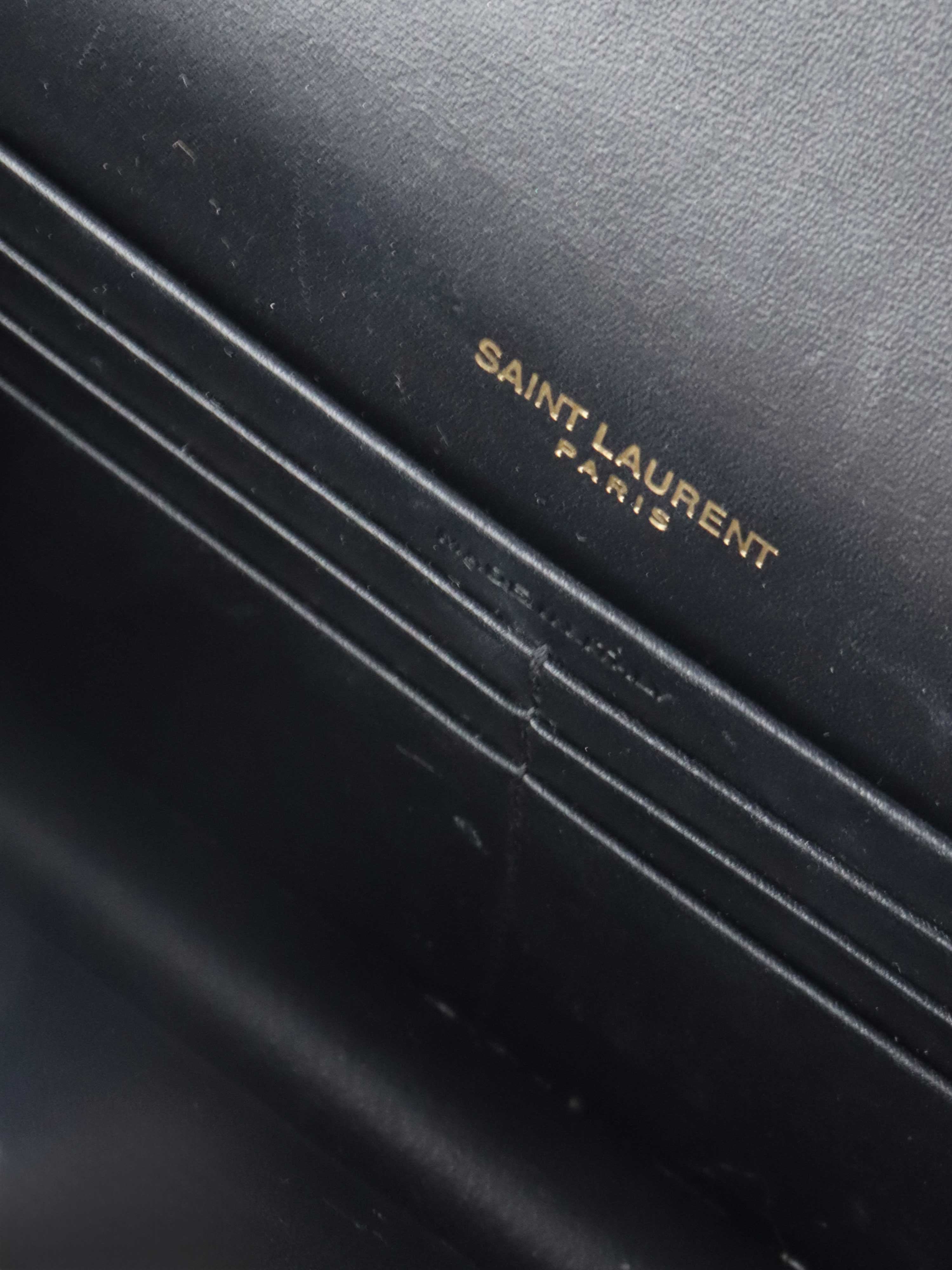 Saint Laurent Small Black Kate Wallet on Chain with Gold Tassel