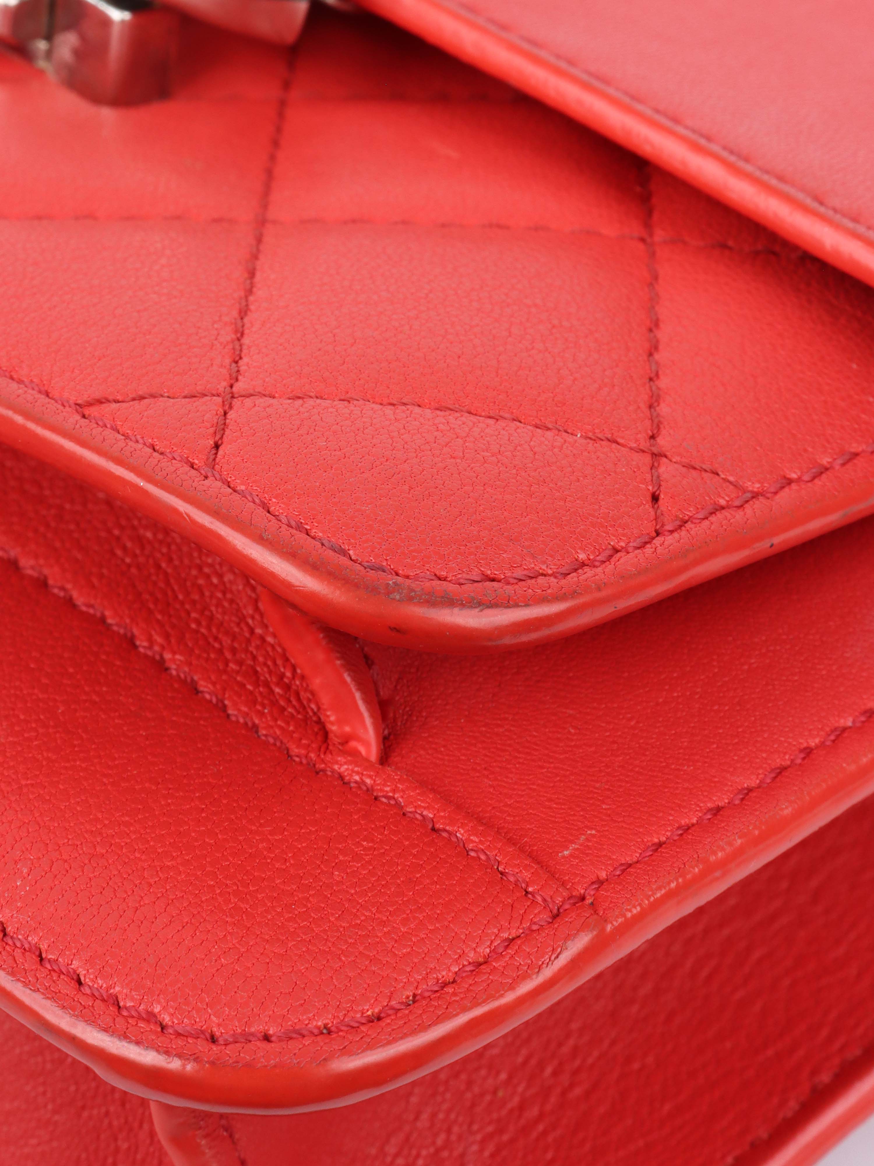 Chanel Red Quilted Two-tone CC Flap Bag