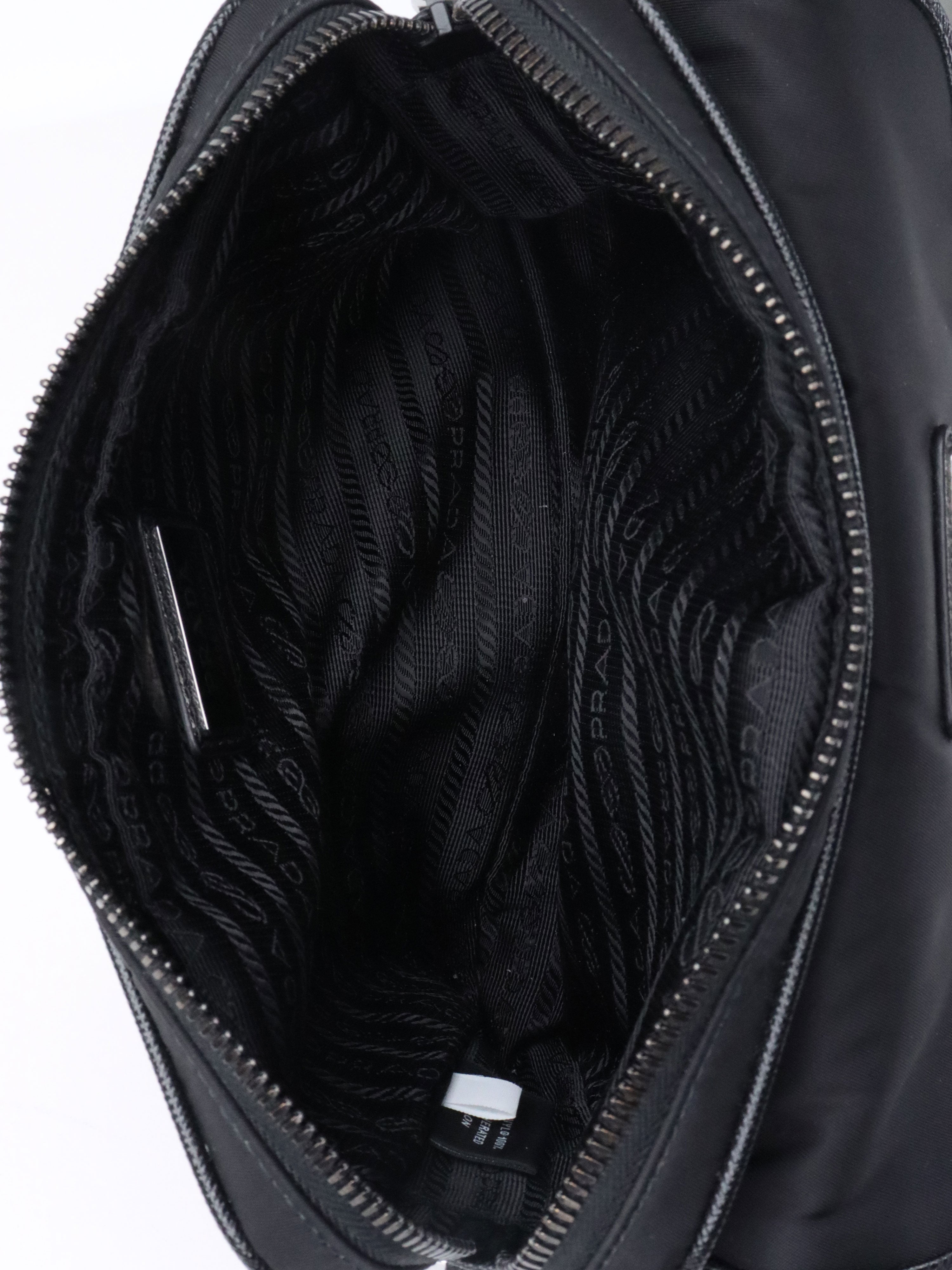 Prada Black Re-Nylon and Saffiano Leather Shoulder bag