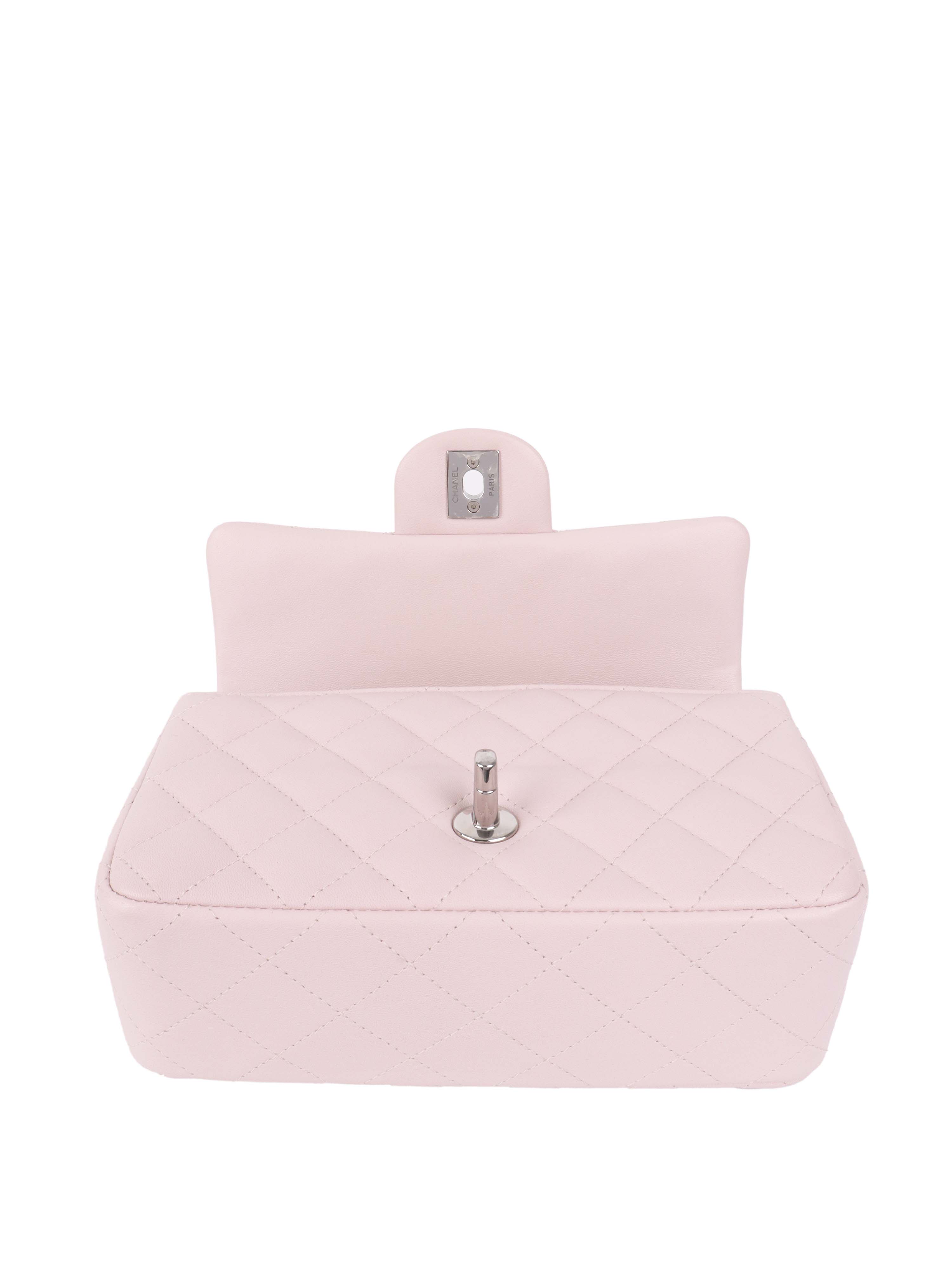 Chanel Light Pink Mini Rectangular Classic Flap SHW.