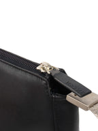 Versace Black Leather Shoulder Bag with Silver Chain.