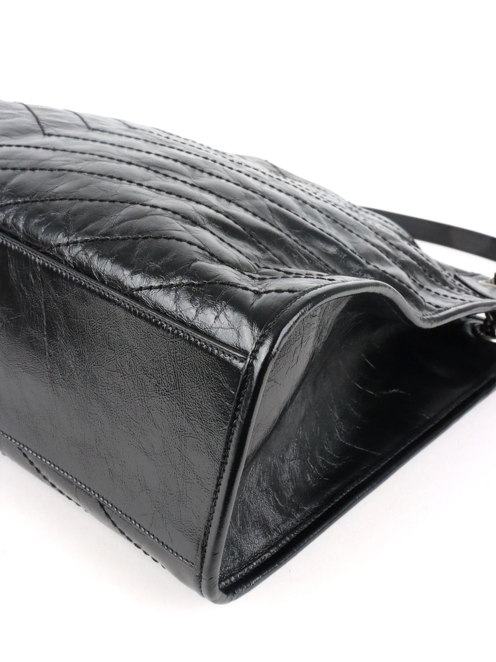 Saint Laurent Black Vintage Leather Niki Shopping Tote