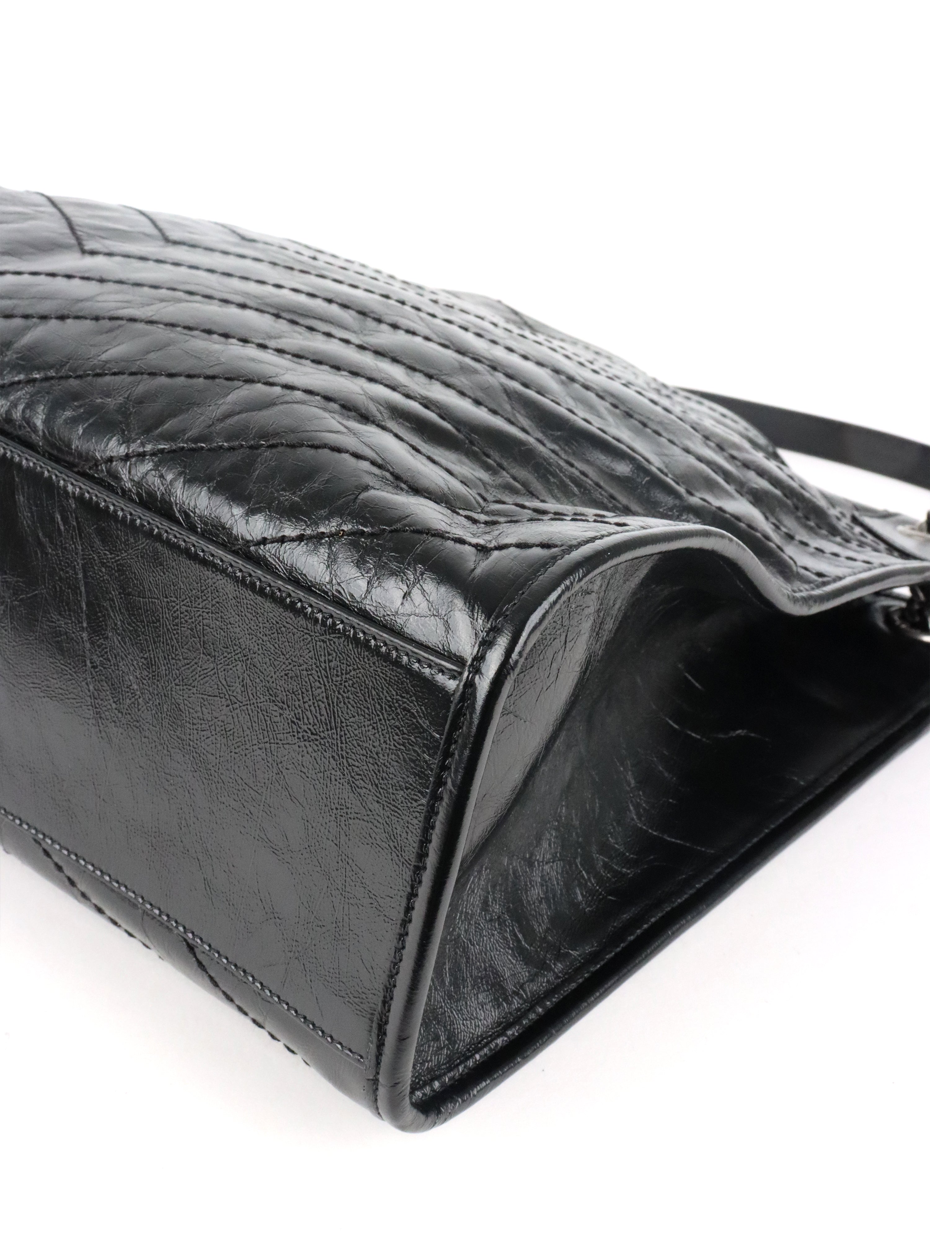 Saint Laurent Black Vintage Leather Niki Shopping Tote