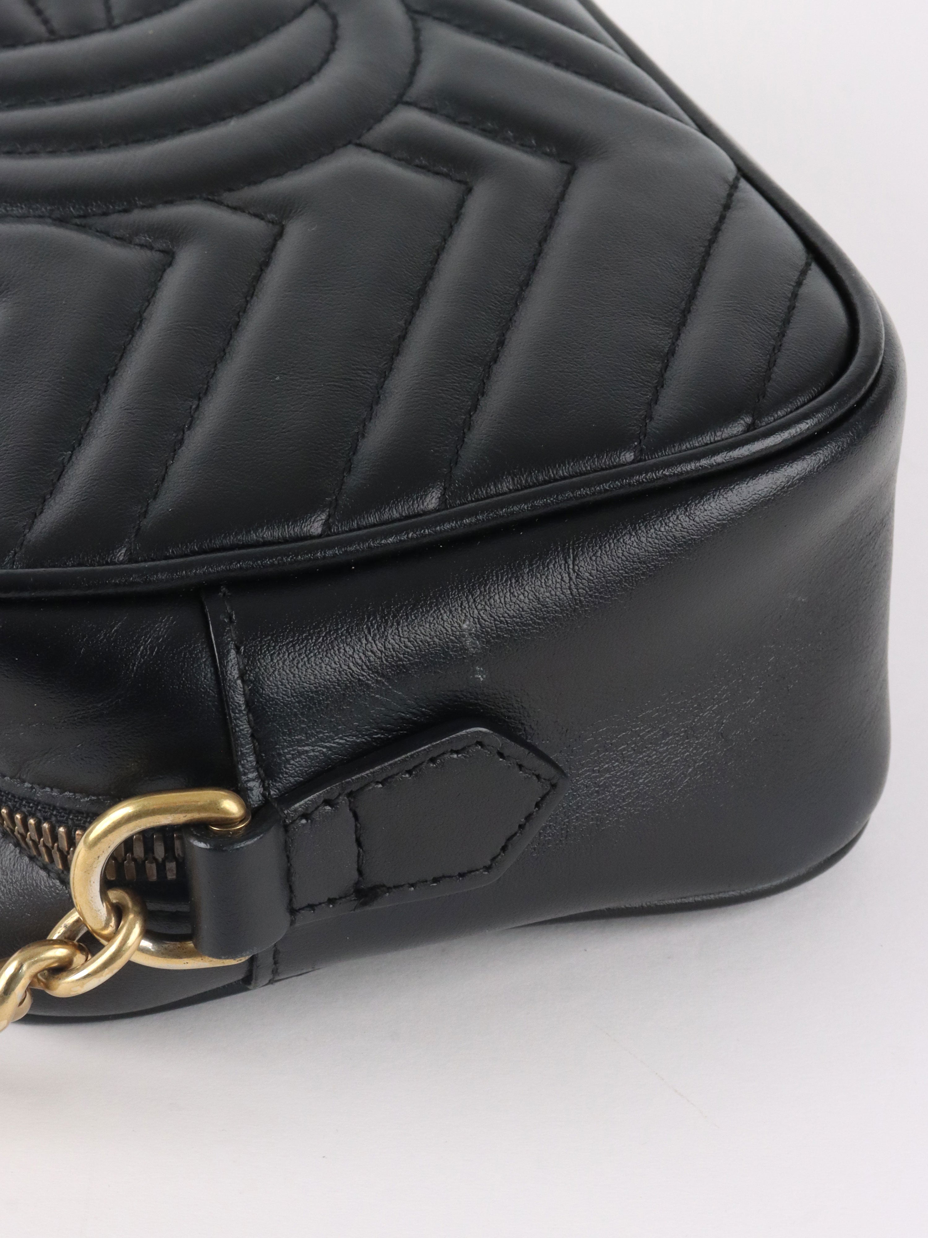 Gucci Black Small GG Marmont Camera Bag.