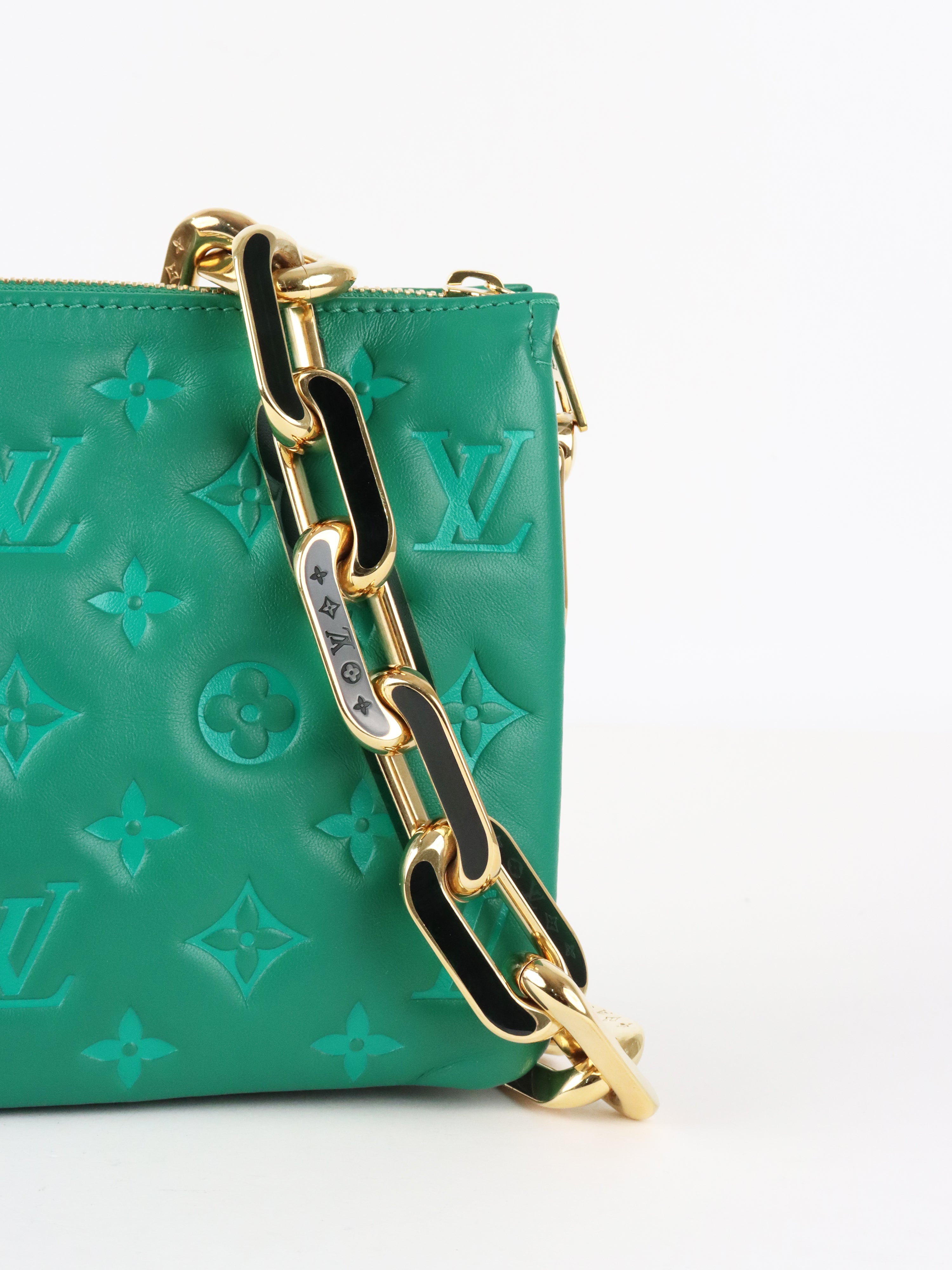 Louis Vuitton Vert Green Monogram Embossed Puffy Coussin BB Bag GHW