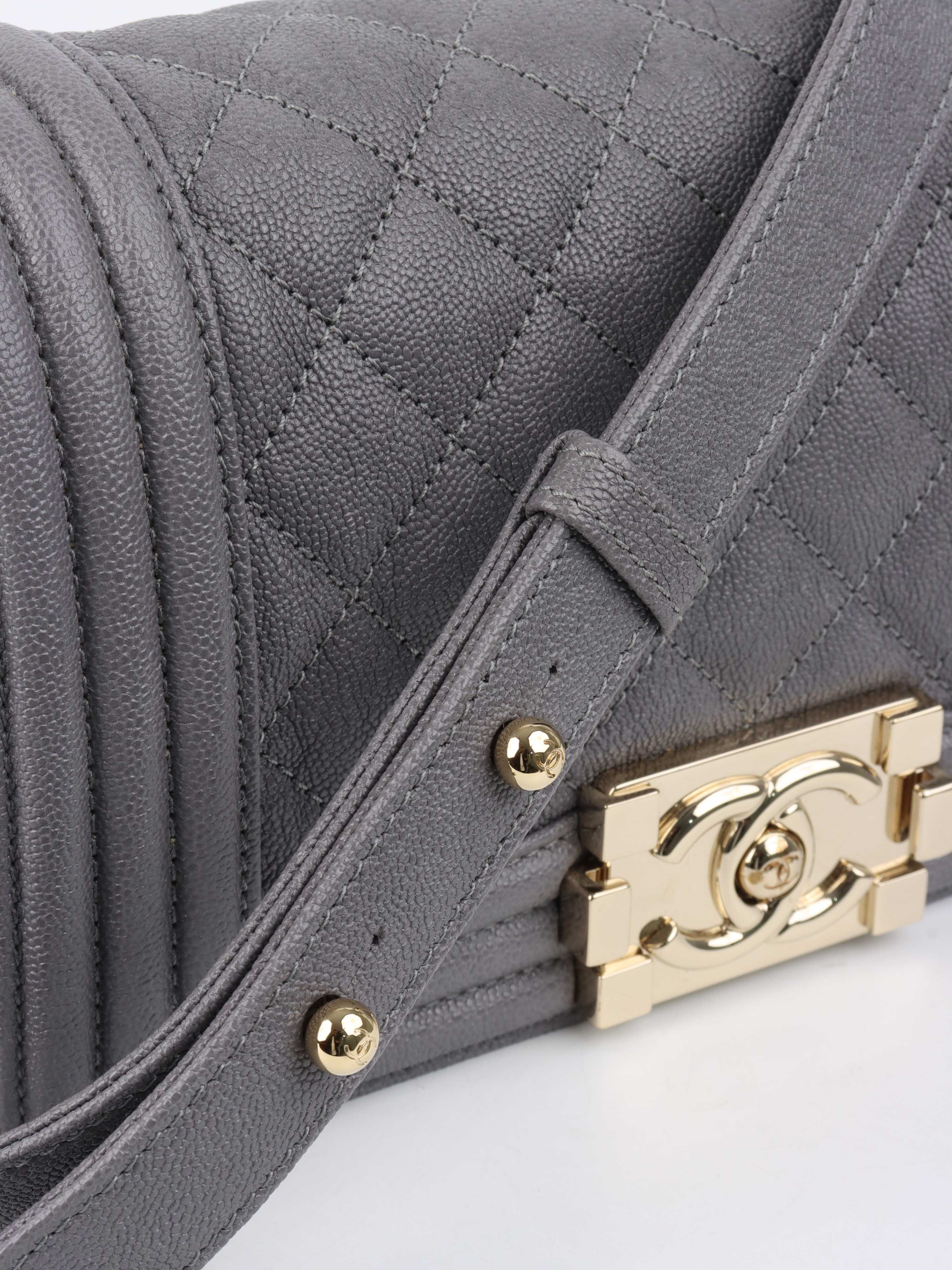 Chanel Small Caviar Grey Boy Bag LGHW