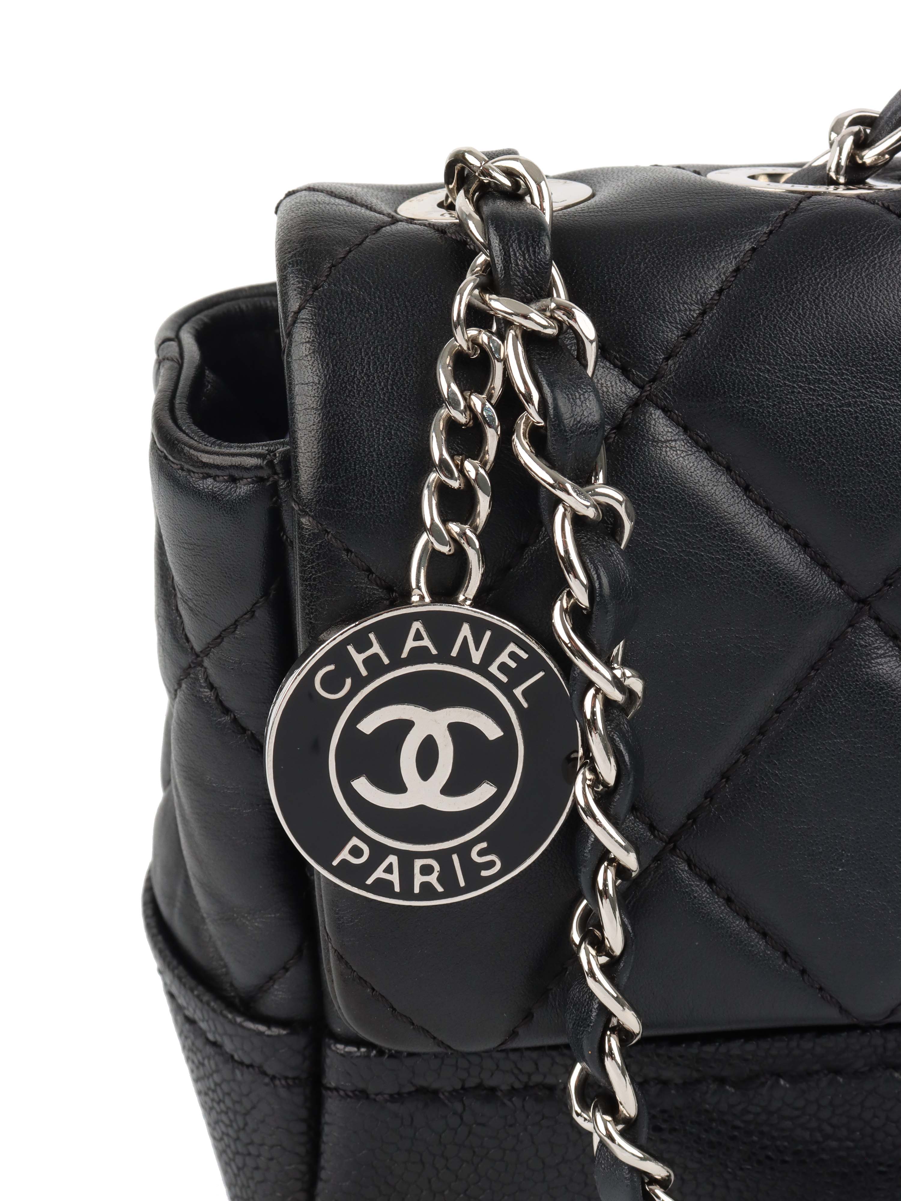 Chanel Black Quilted Lambskin & Caviar CC Flap Bag SHW.