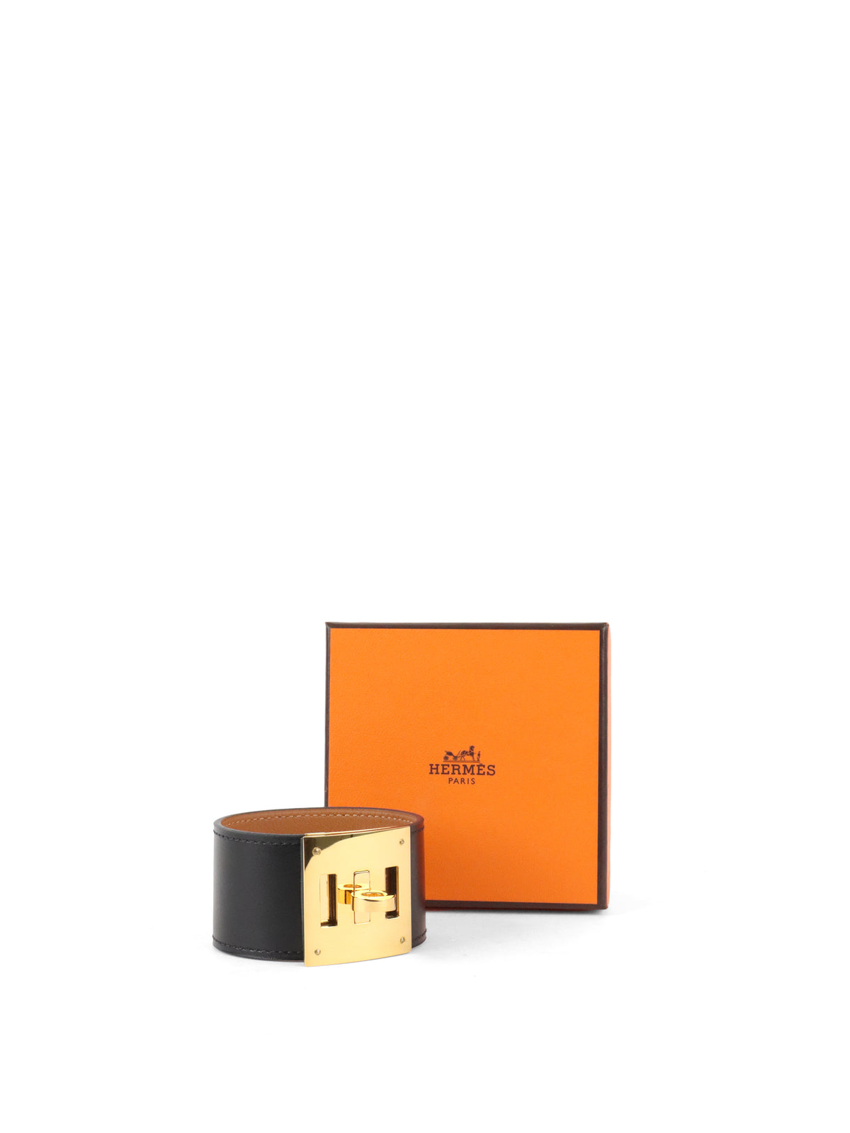 Hermes Noir Kelly Dog Bracelet T3 GHW