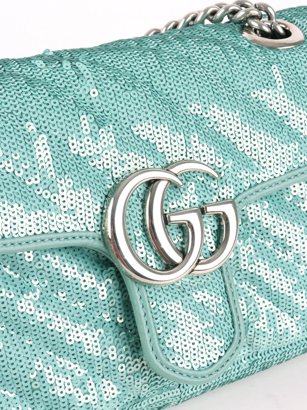 Gucci Mini Marmont Mint Green Sequin Shoulder Bag