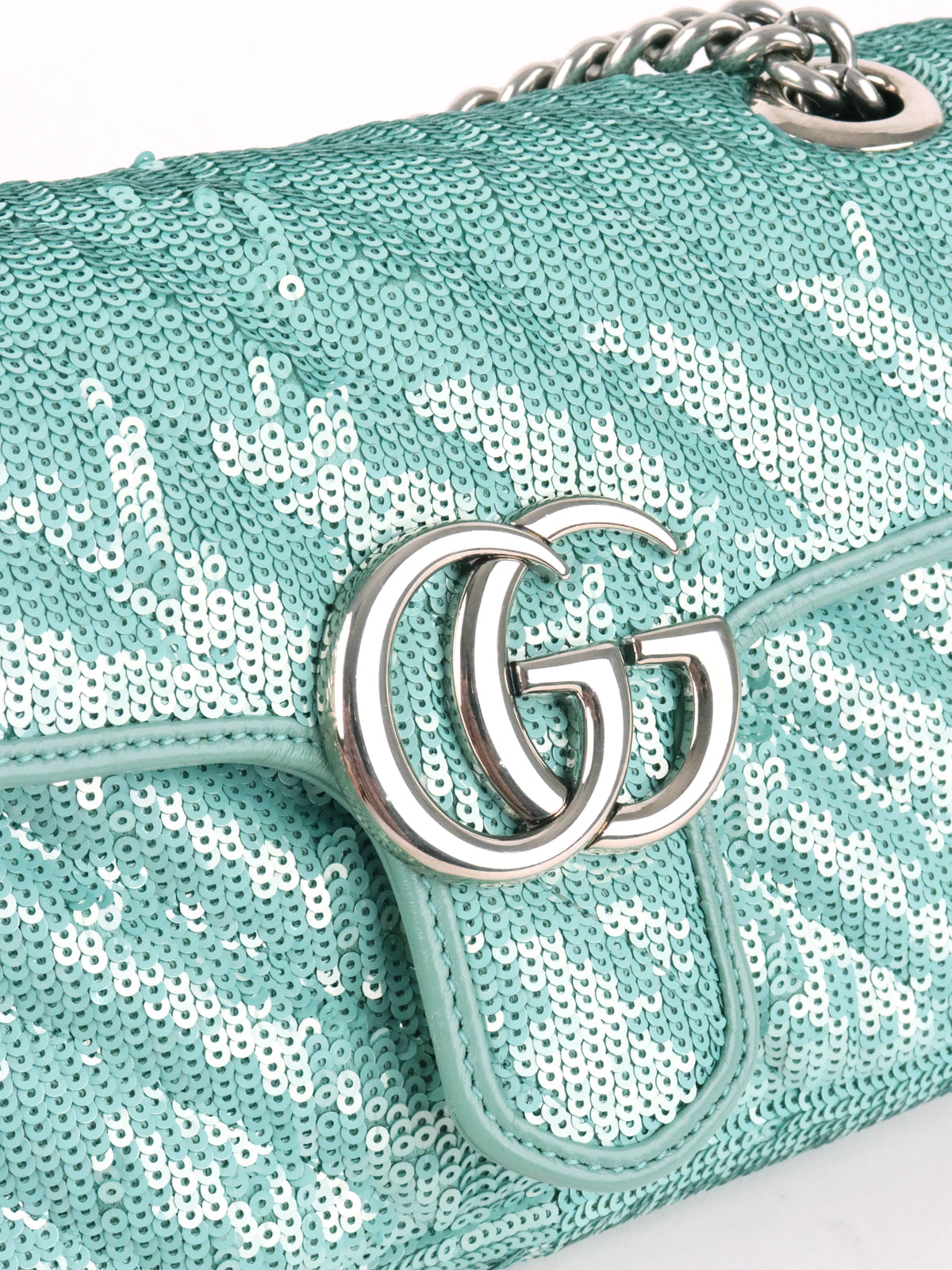 Gucci Mini Marmont Mint Green Sequin Shoulder Bag