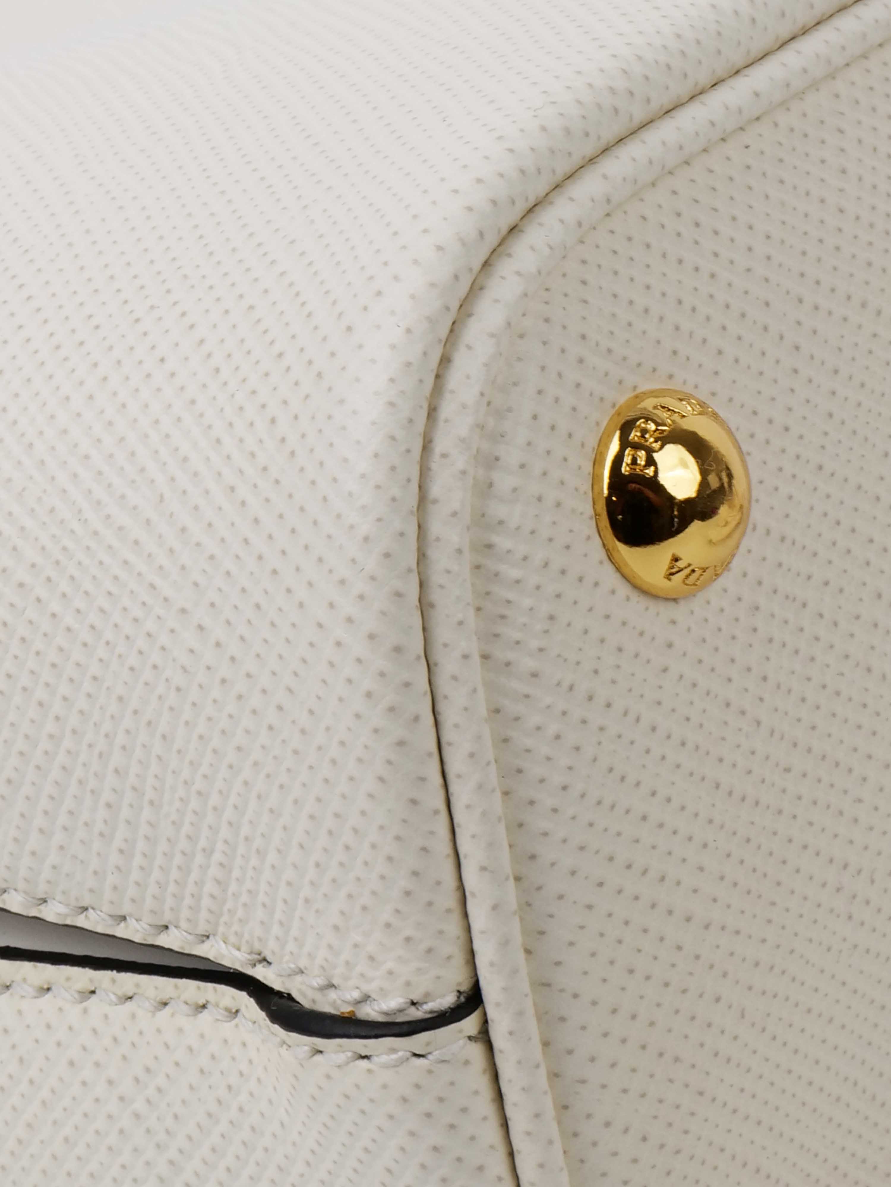 Prada Small Saffiano White Panier Bag