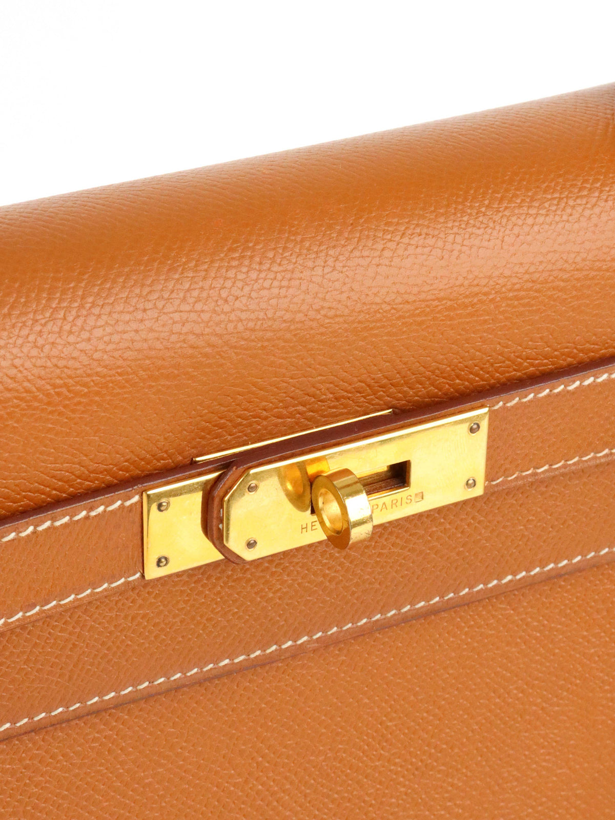 Hermes Vintage Kelly 32  Gold Courchevel GHW Circle W