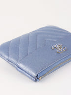 Chanel 19P Iridescent Blue Chevron Pouch